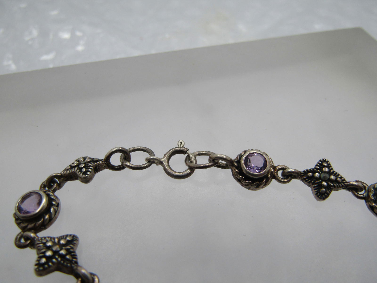 Vintage Sterling Amethyst Bracelet, 7.5" and 6.5mm. 1980's-1990's - 5