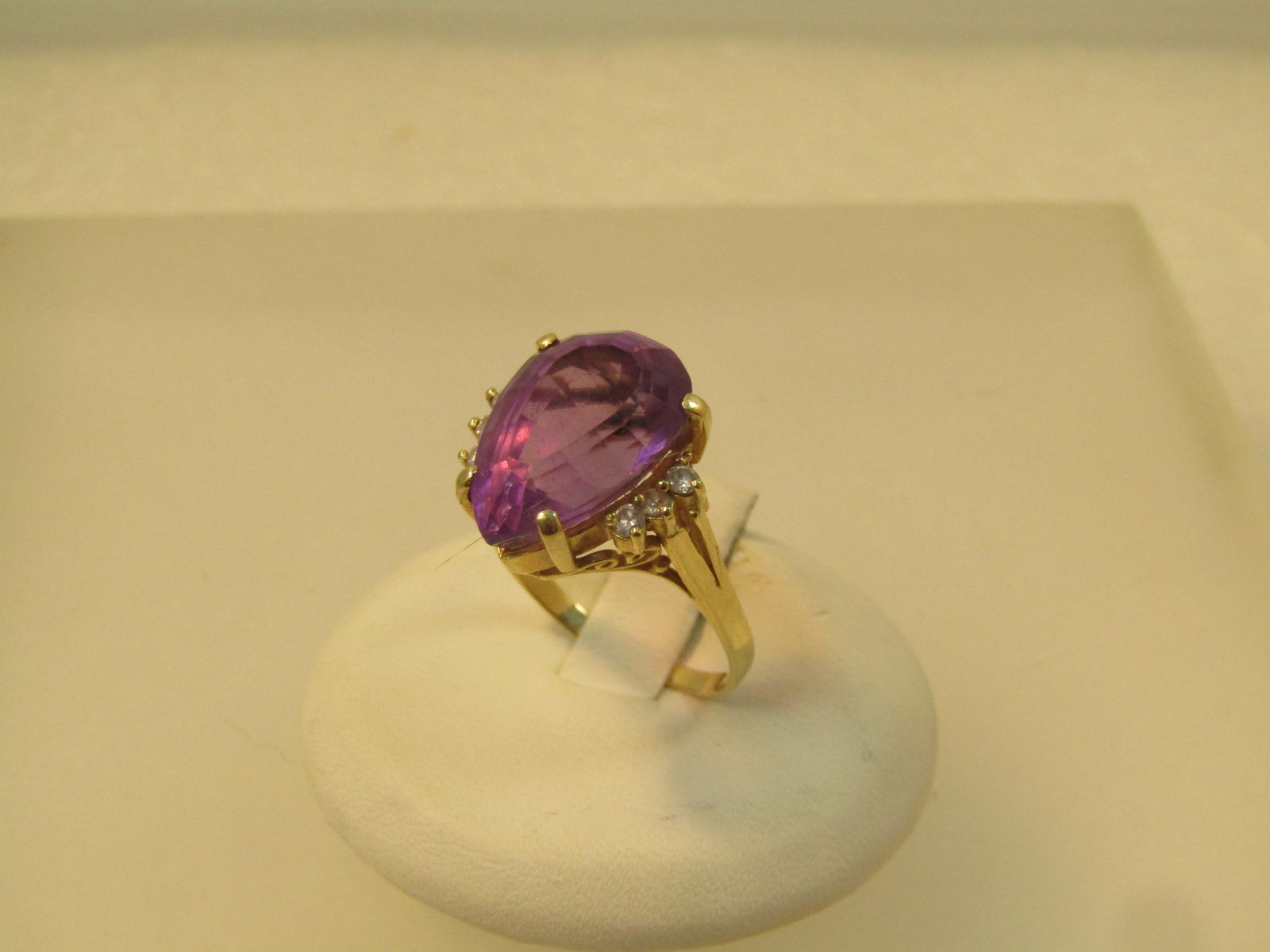 Vintage 14kt Amethyst Diamond Ring, 6 CTW Sz. 7, 1970's-1980's - 3