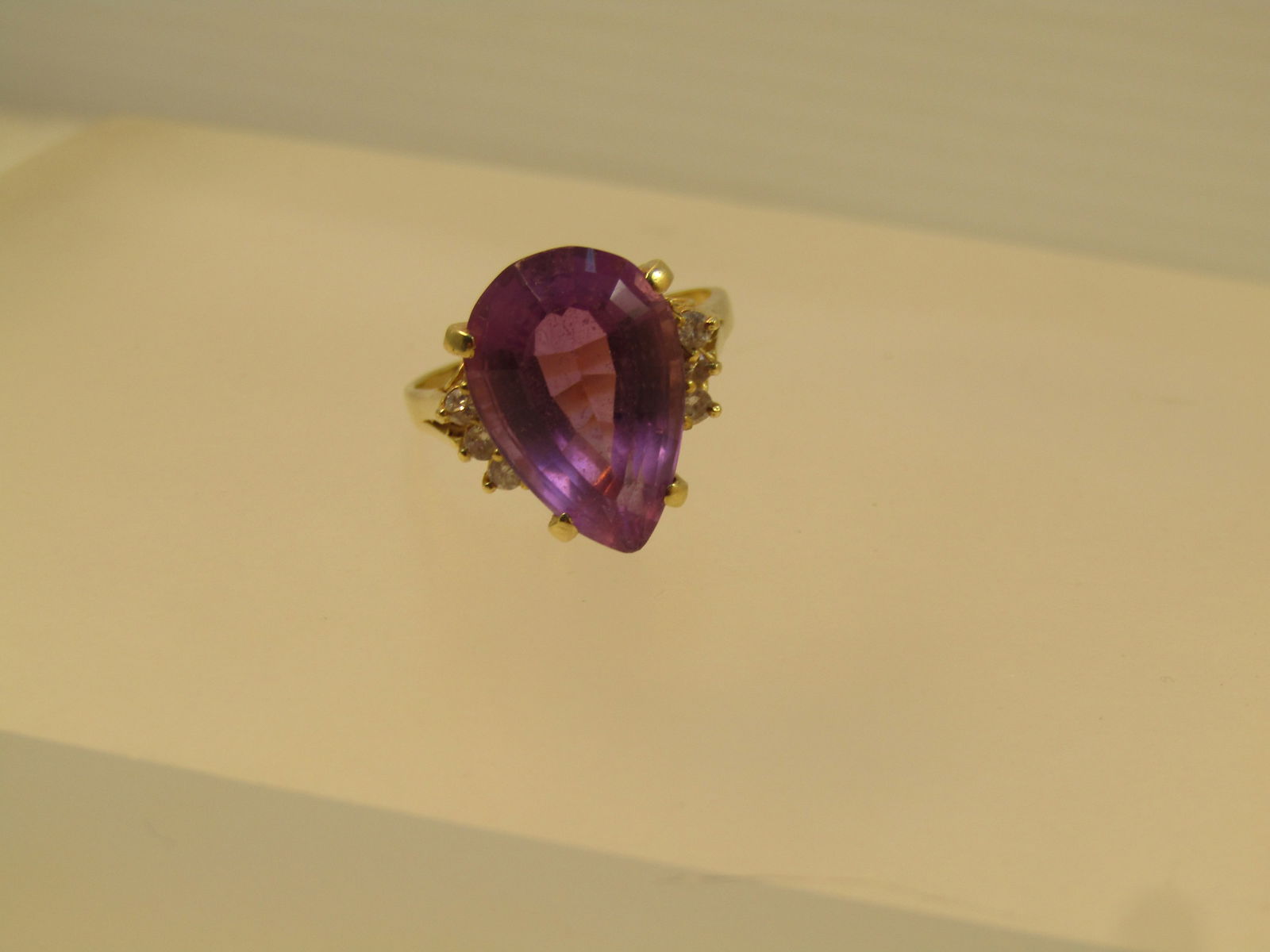 Vintage 14kt Amethyst Diamond Ring, 6 CTW Sz. 7, 1970's-1980's - 4