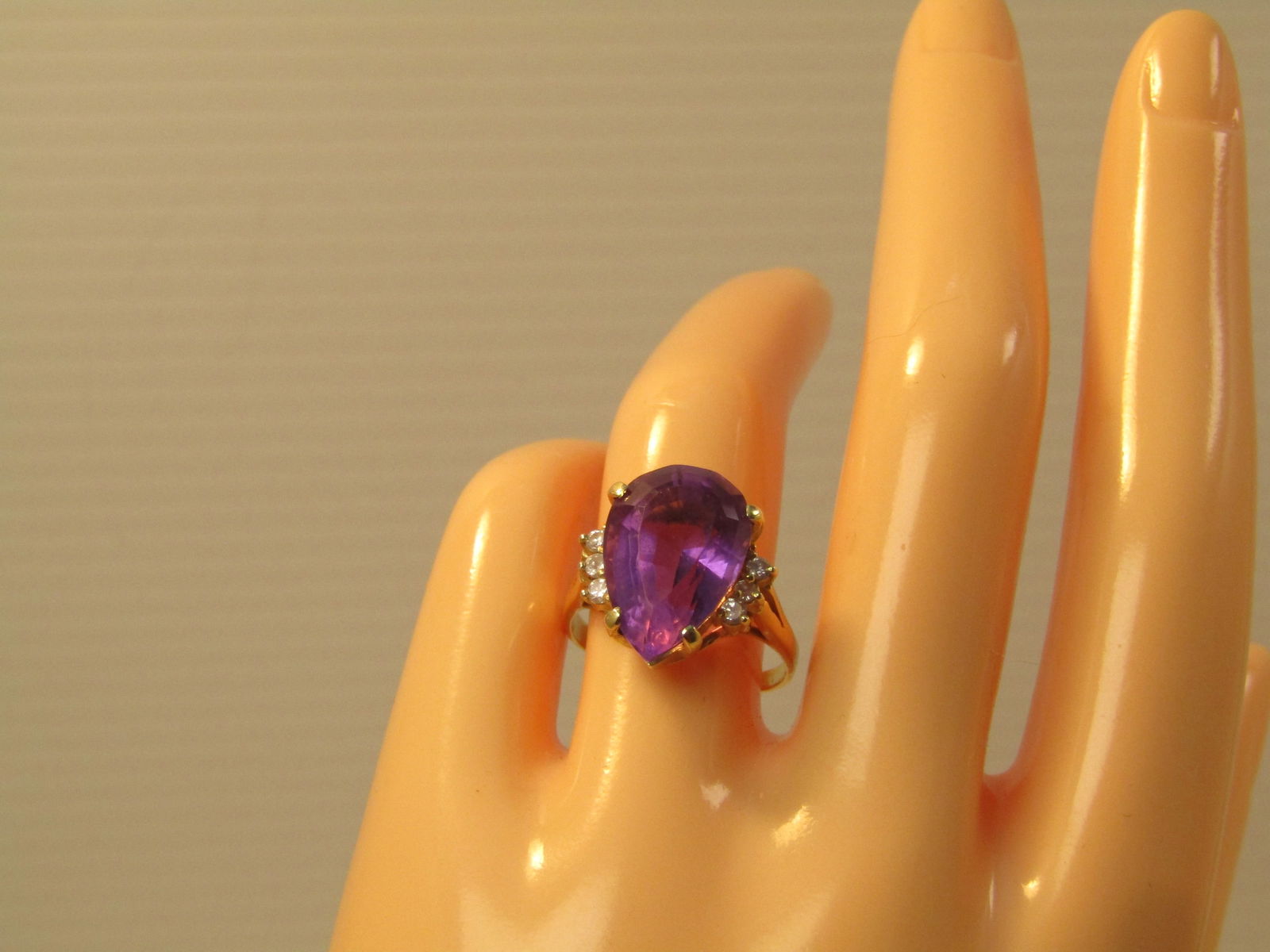 Vintage 14kt Amethyst Diamond Ring, 6 CTW Sz. 7, 1970's-1980's - 8