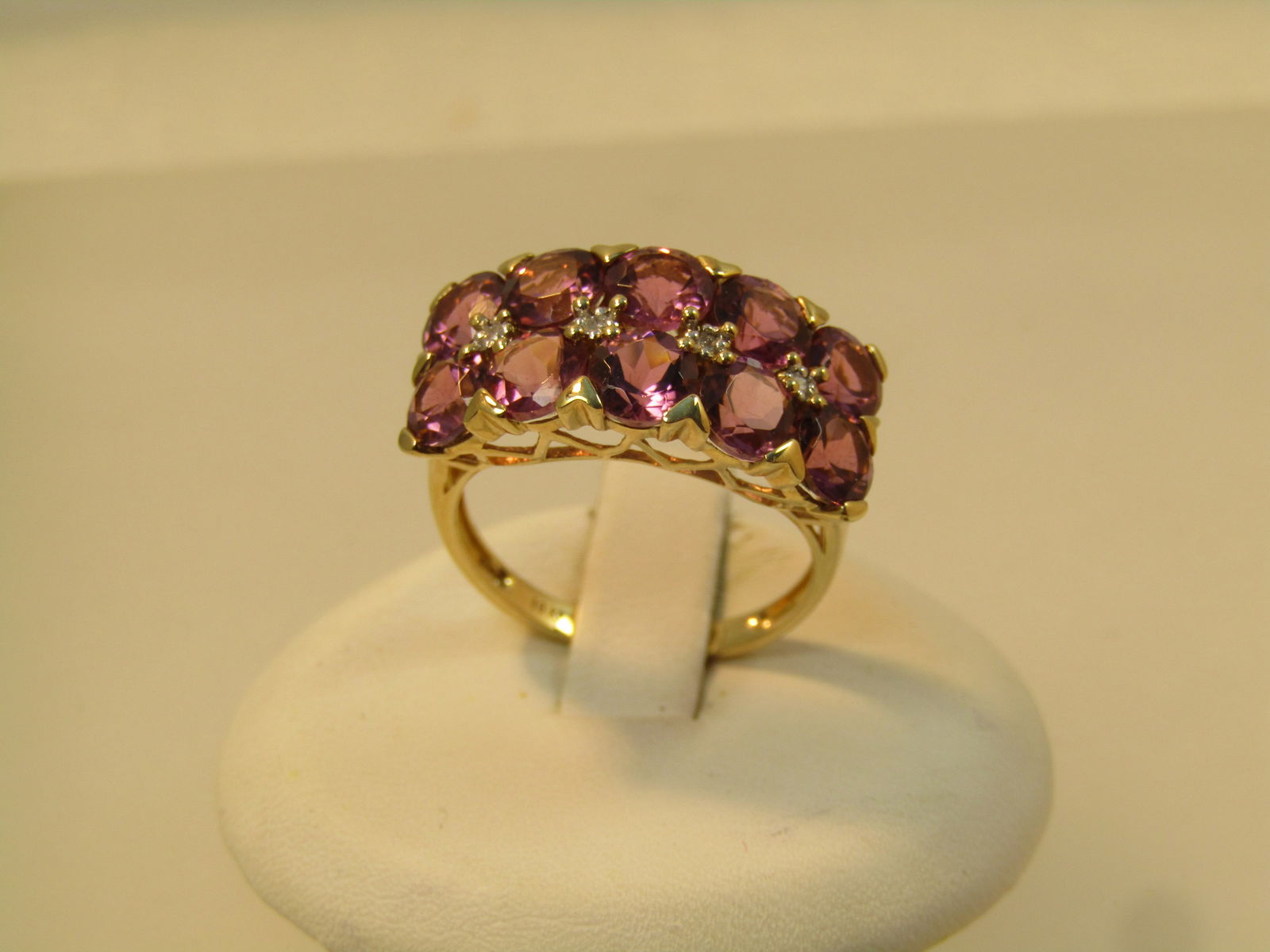 10kt Tourmaline Diamond Ring, Sz. 7.25, Signed CJ, 1980's-1990's - 2