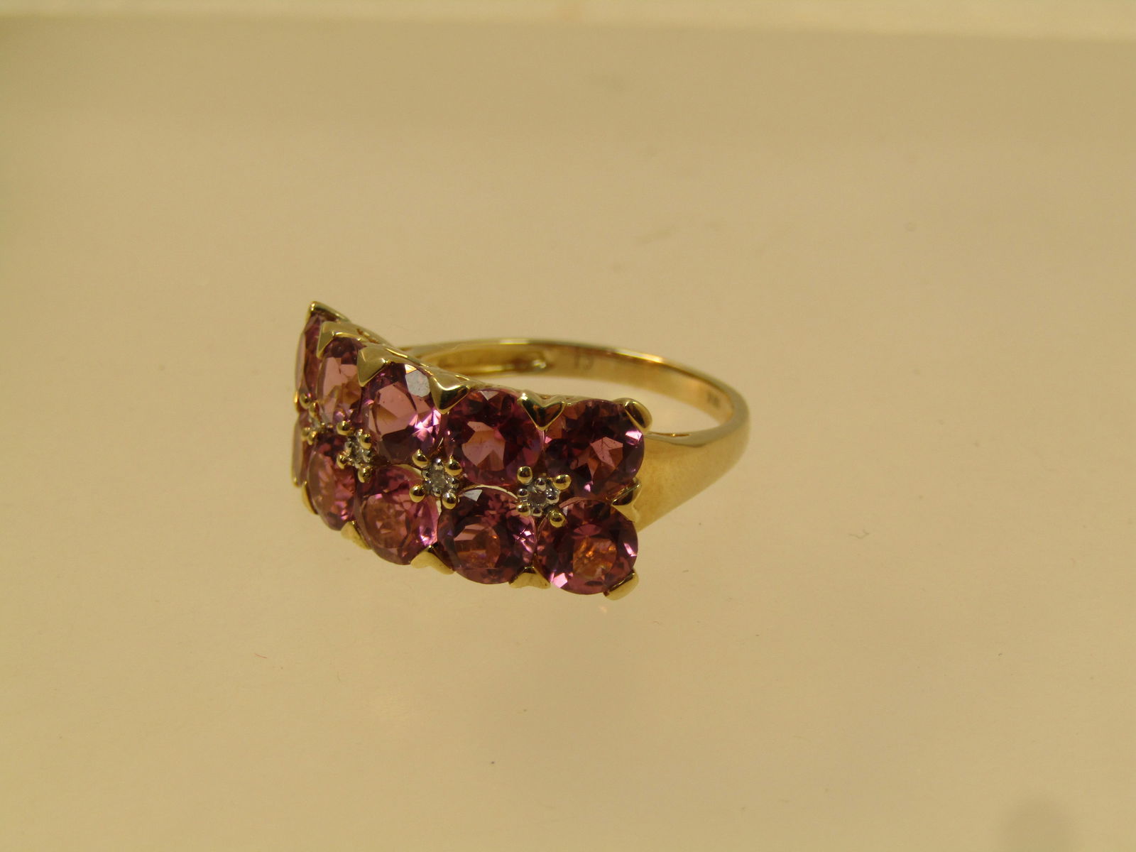 10kt Tourmaline Diamond Ring, Sz. 7.25, Signed CJ, 1980's-1990's - 5