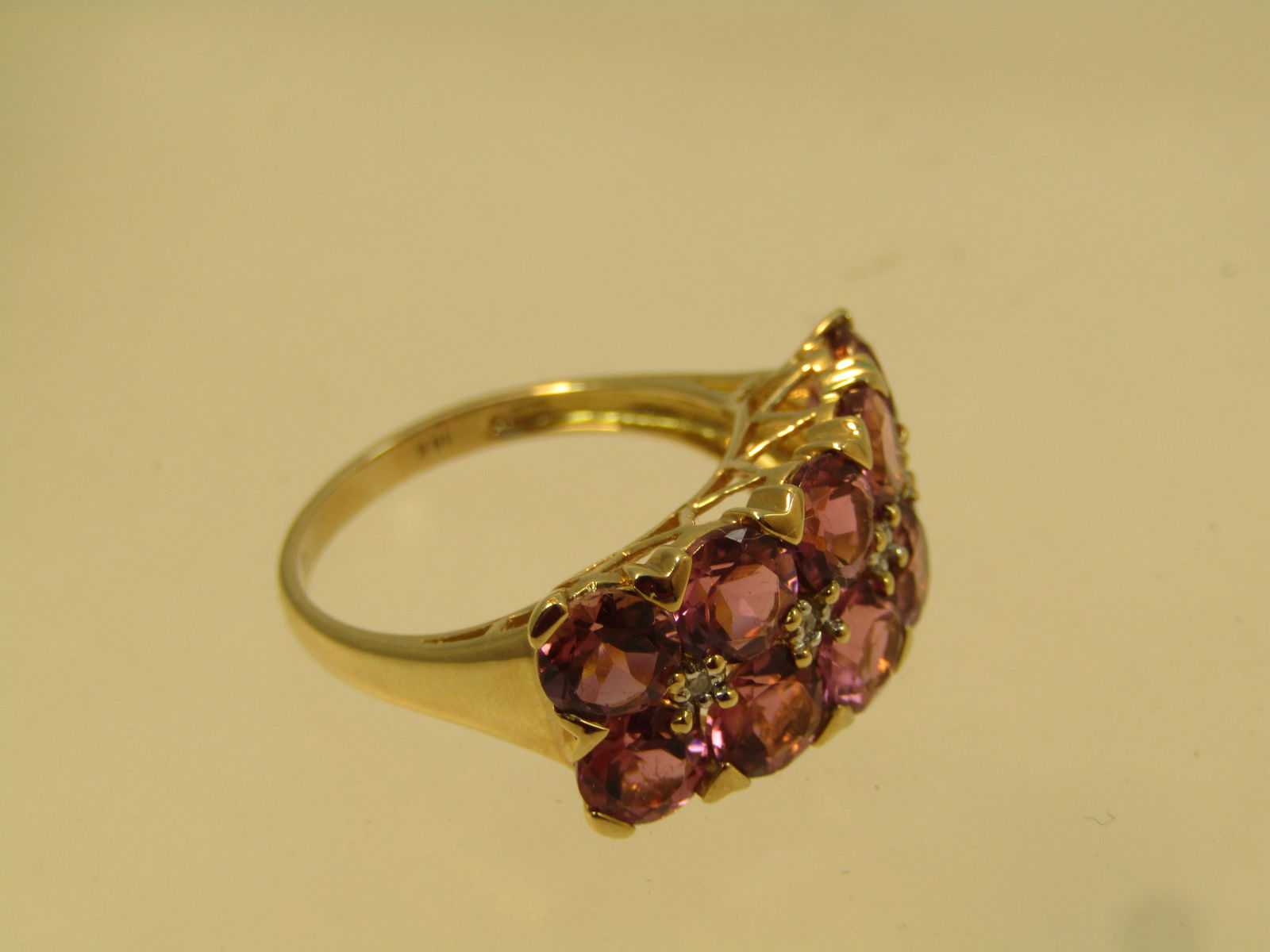 10kt Tourmaline Diamond Ring, Sz. 7.25, Signed CJ, 1980's-1990's - 6