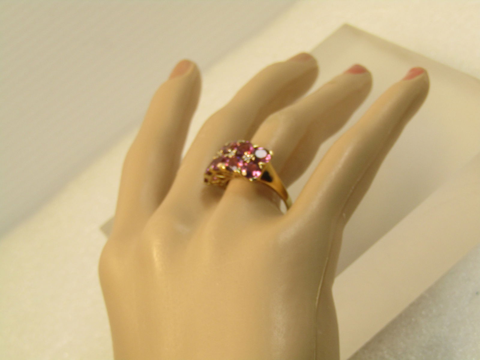 10kt Tourmaline Diamond Ring, Sz. 7.25, Signed CJ, 1980's-1990's - 7
