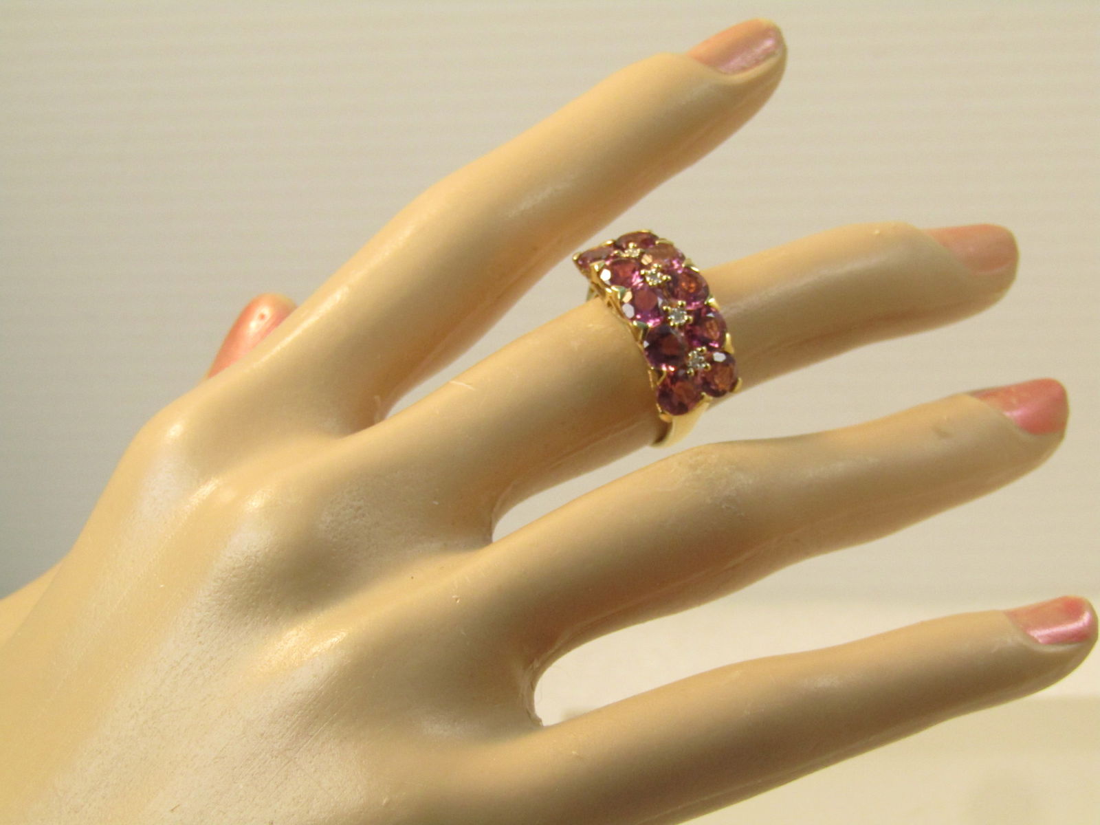 10kt Tourmaline Diamond Ring, Sz. 7.25, Signed CJ, 1980's-1990's - 8