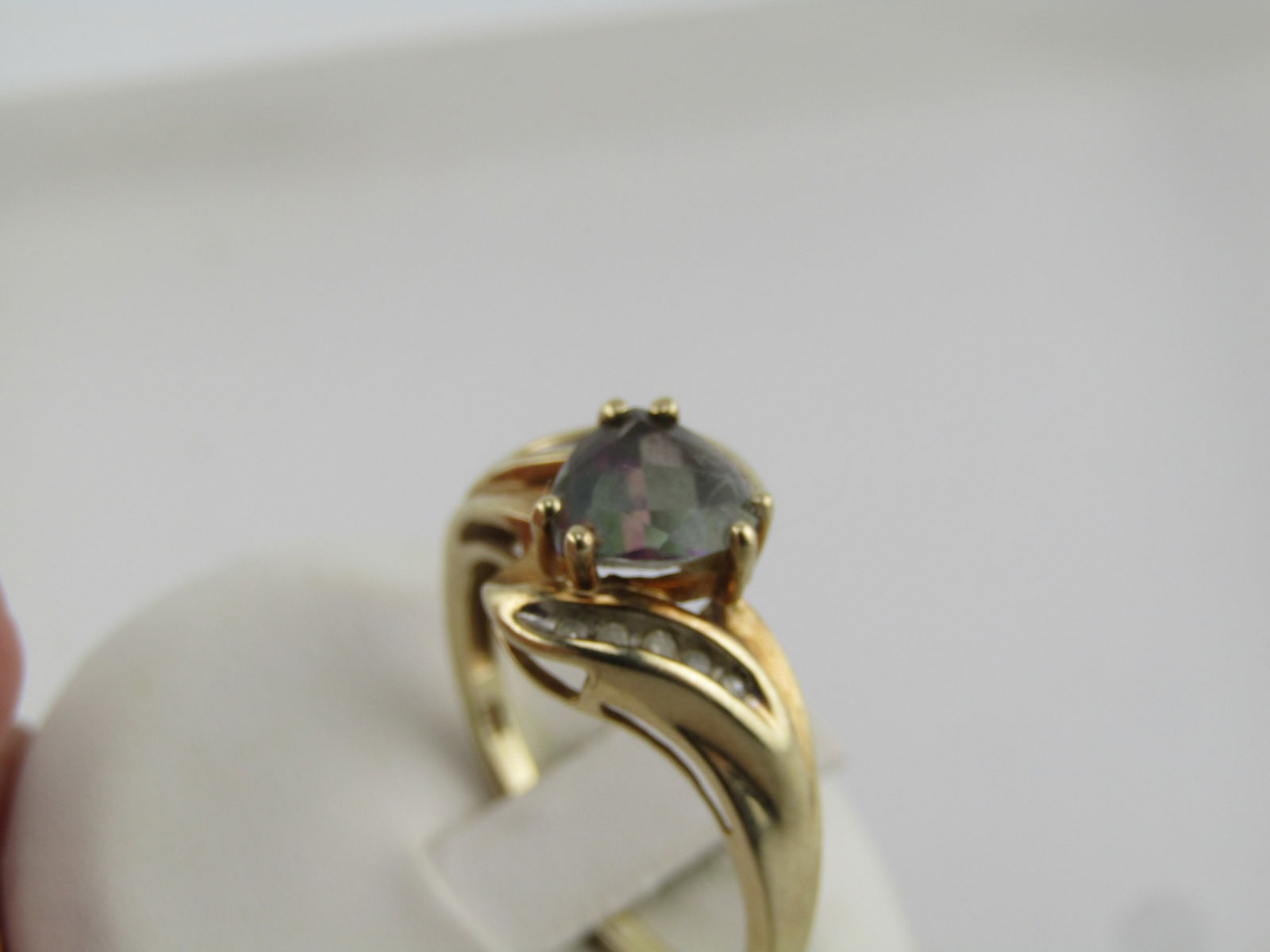 Vintage 10kt Mystic Topaz Diamond Ring, Sz. 9.5, Signed, 1980's - 3