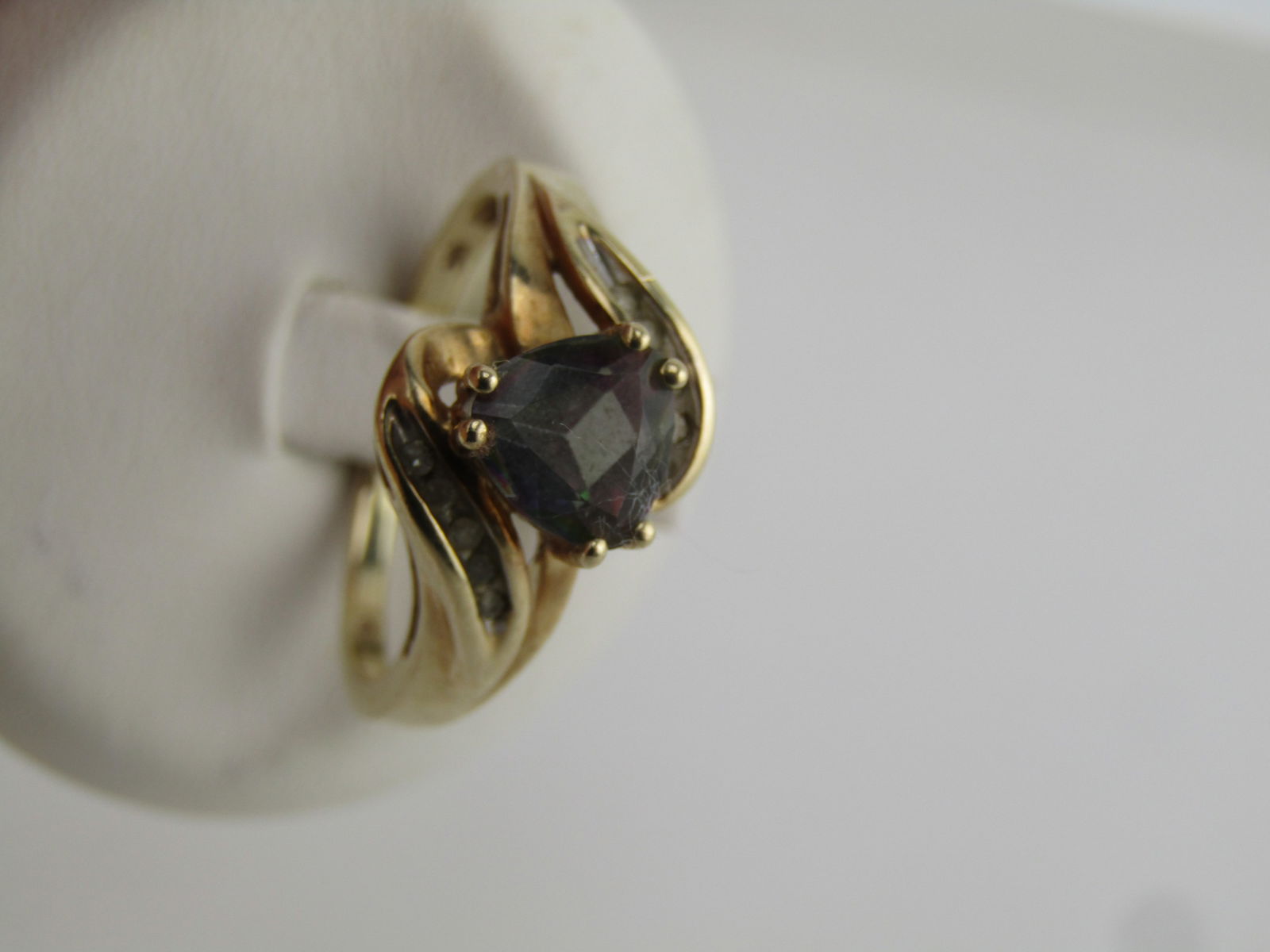 Vintage 10kt Mystic Topaz Diamond Ring, Sz. 9.5, Signed, 1980's - 4