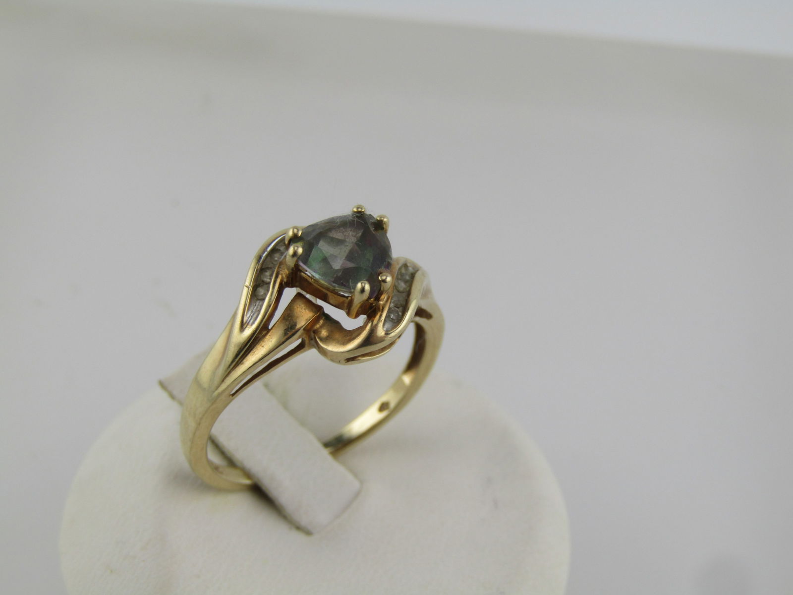 Vintage 10kt Mystic Topaz Diamond Ring, Sz. 9.5, Signed, 1980's - 5