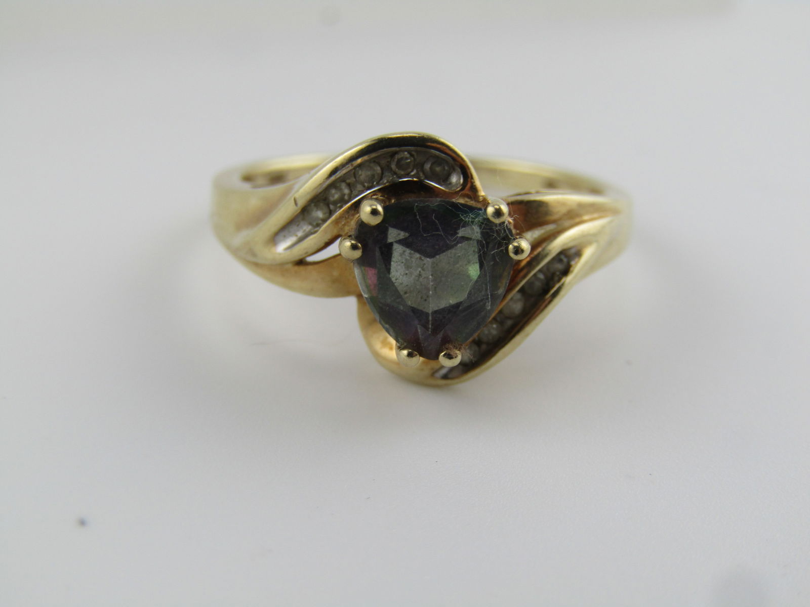 Vintage 10kt Mystic Topaz Diamond Ring, Sz. 9.5, Signed, 1980's - 6