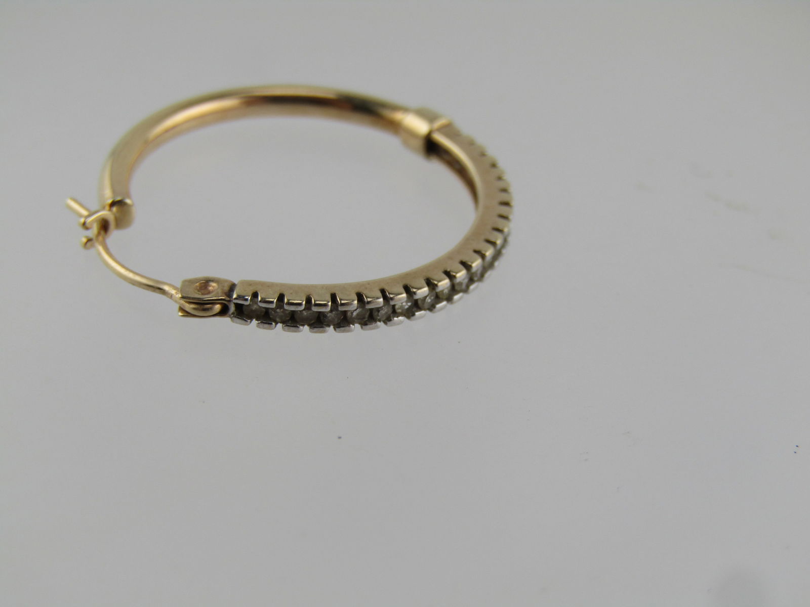 Vintage 10kt Diamond Hoop Earring, Pierced, Mexico, 1980's-1990's - 3