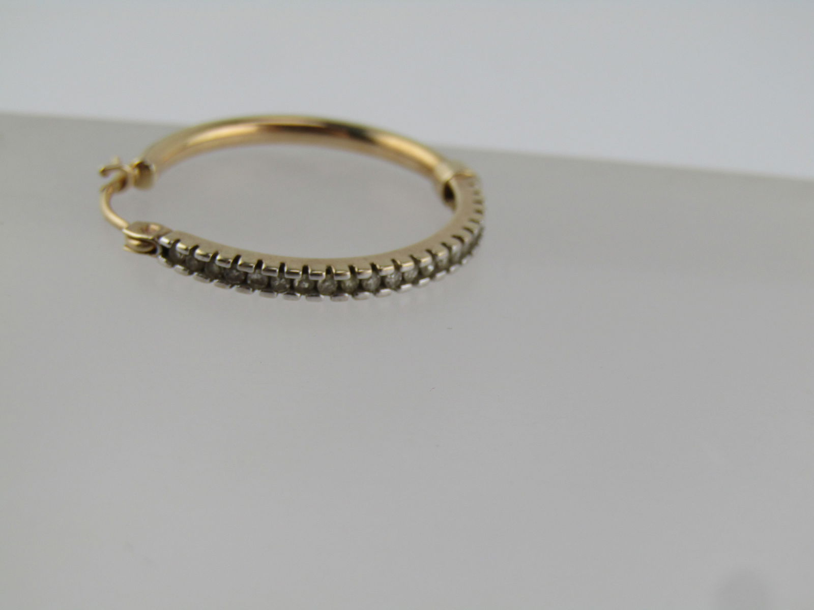 Vintage 10kt Diamond Hoop Earring, Pierced, Mexico, 1980's-1990's - 4