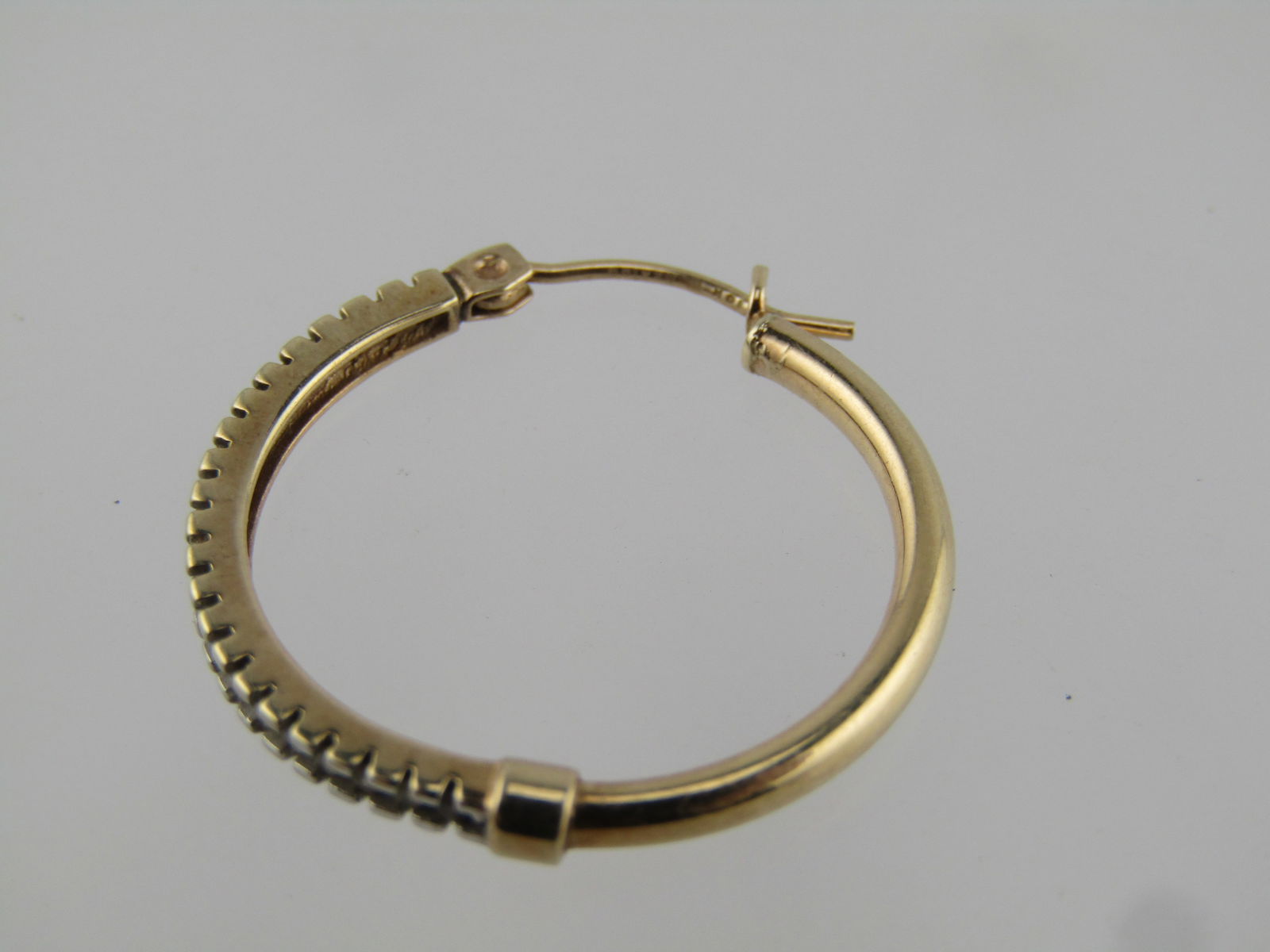 Vintage 10kt Diamond Hoop Earring, Pierced, Mexico, 1980's-1990's - 5