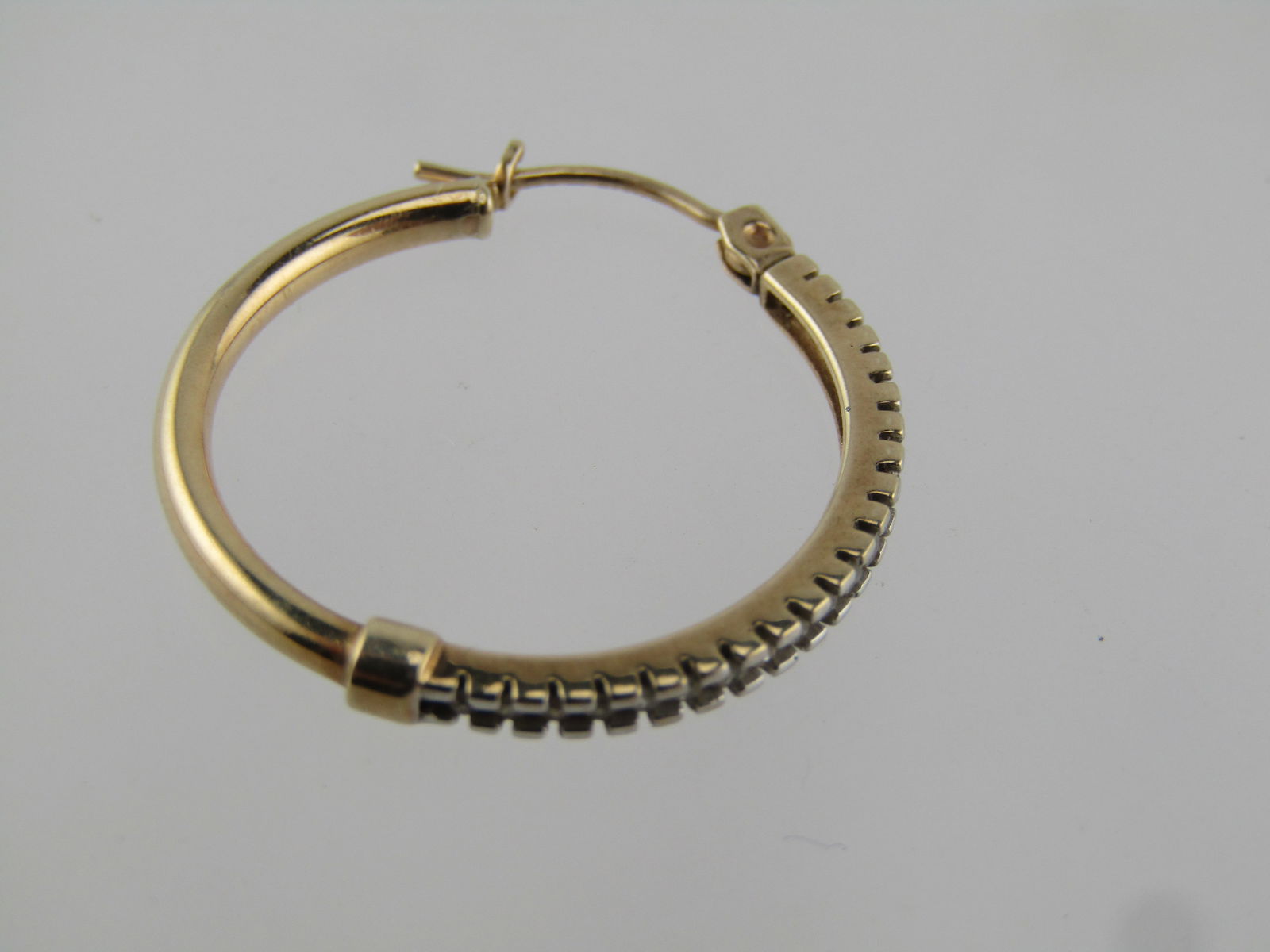 Vintage 10kt Diamond Hoop Earring, Pierced, Mexico, 1980's-1990's - 6