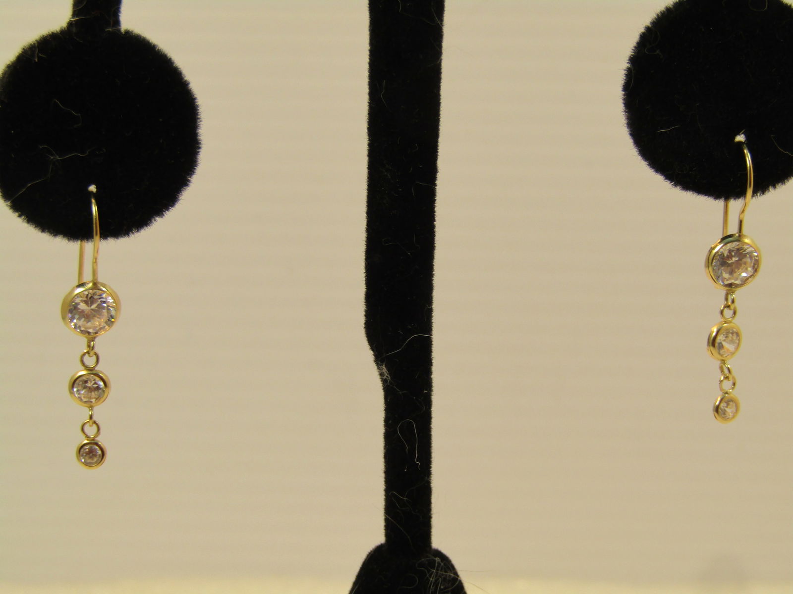 14kt Dangle Crystal/CZ Earrings, Pierced, 1990's - 3