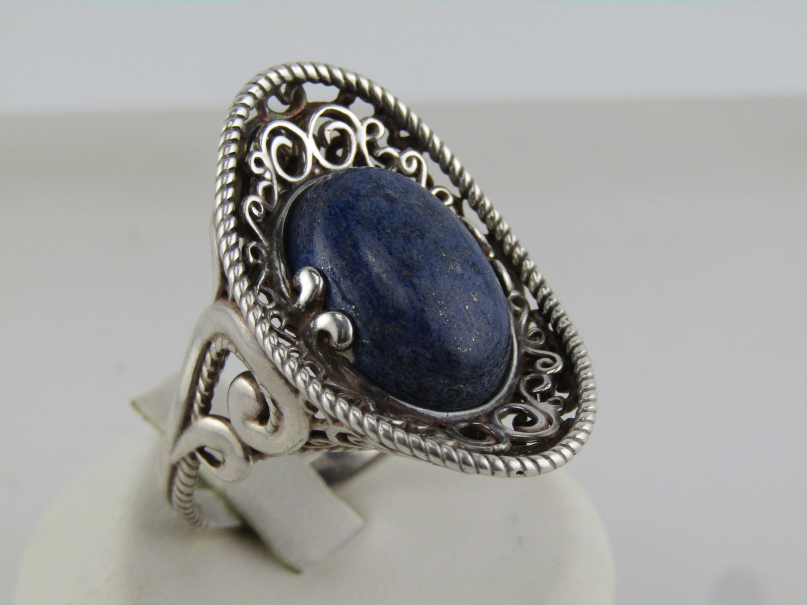 Sterling Carolyn Pollack Relios Blue Agate Ring, Sz. 9.25, Southwestern Vibe, 1980's-1990's - 2