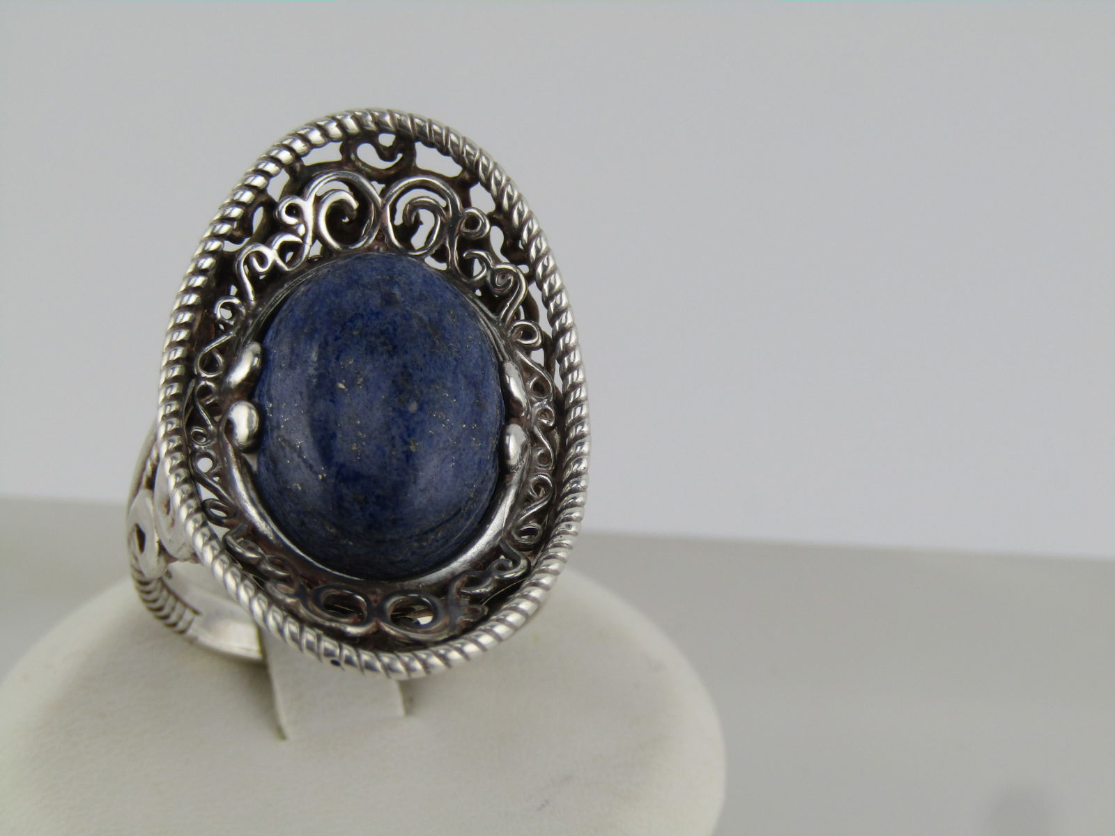 Sterling Carolyn Pollack Relios Blue Agate Ring, Sz. 9.25, Southwestern Vibe, 1980's-1990's - 4