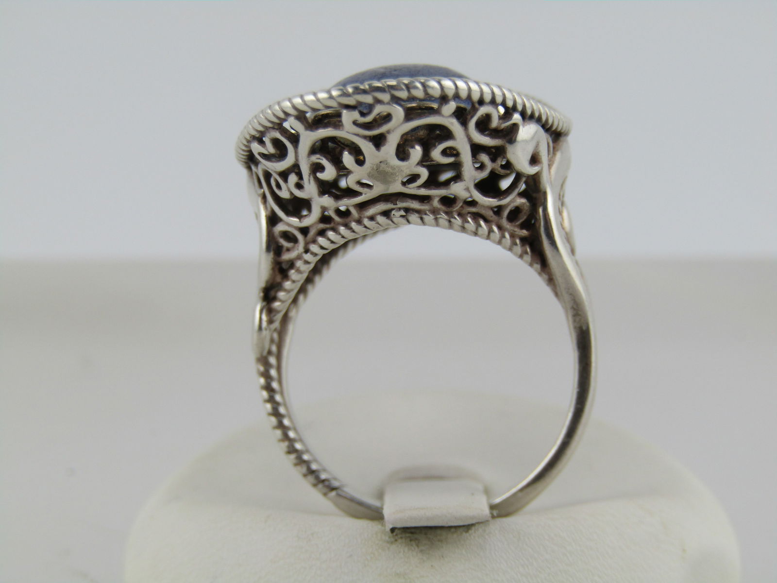 Sterling Carolyn Pollack Relios Blue Agate Ring, Sz. 9.25, Southwestern Vibe, 1980's-1990's - 5