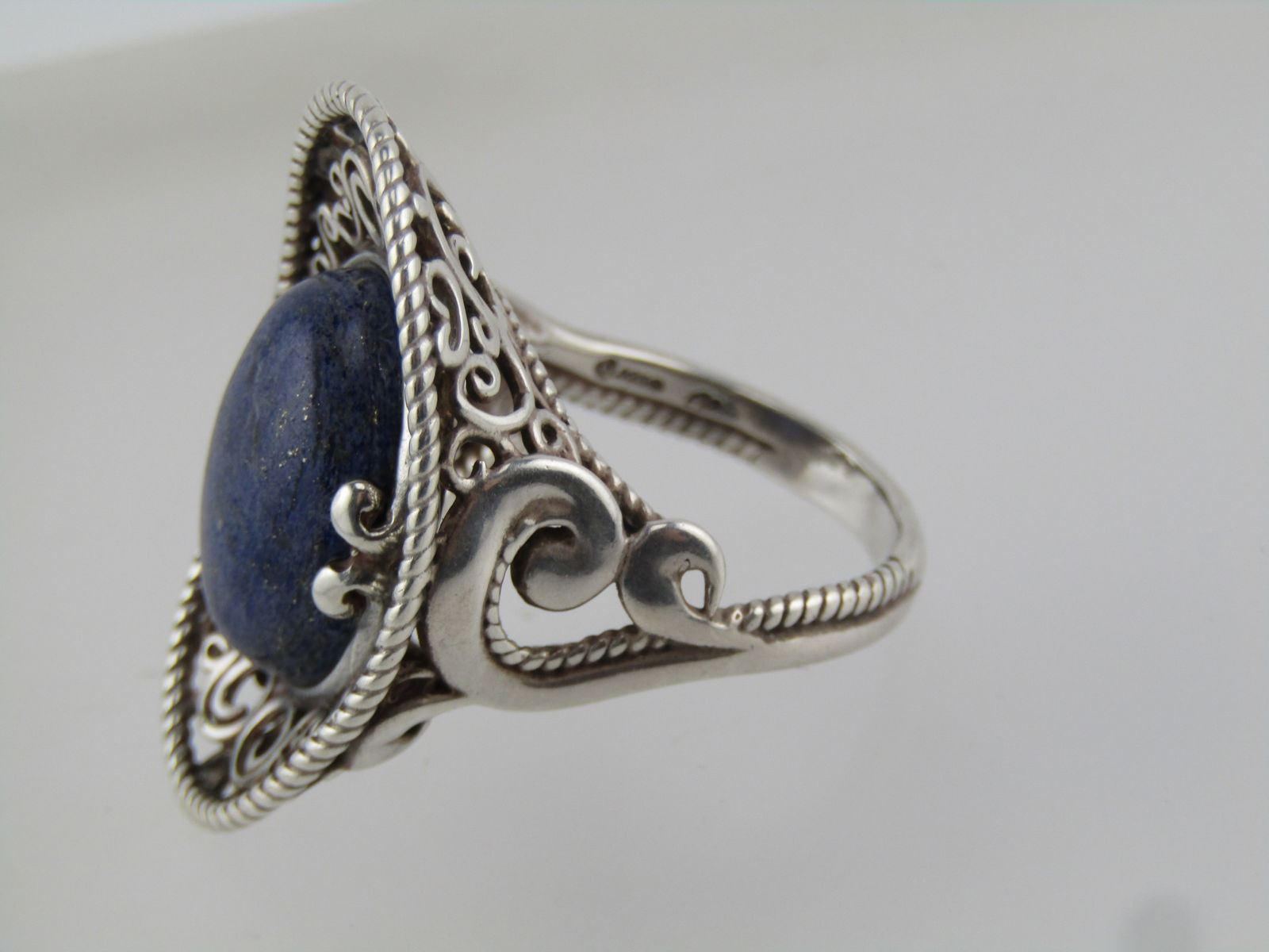 Sterling Carolyn Pollack Relios Blue Agate Ring, Sz. 9.25, Southwestern Vibe, 1980's-1990's - 6