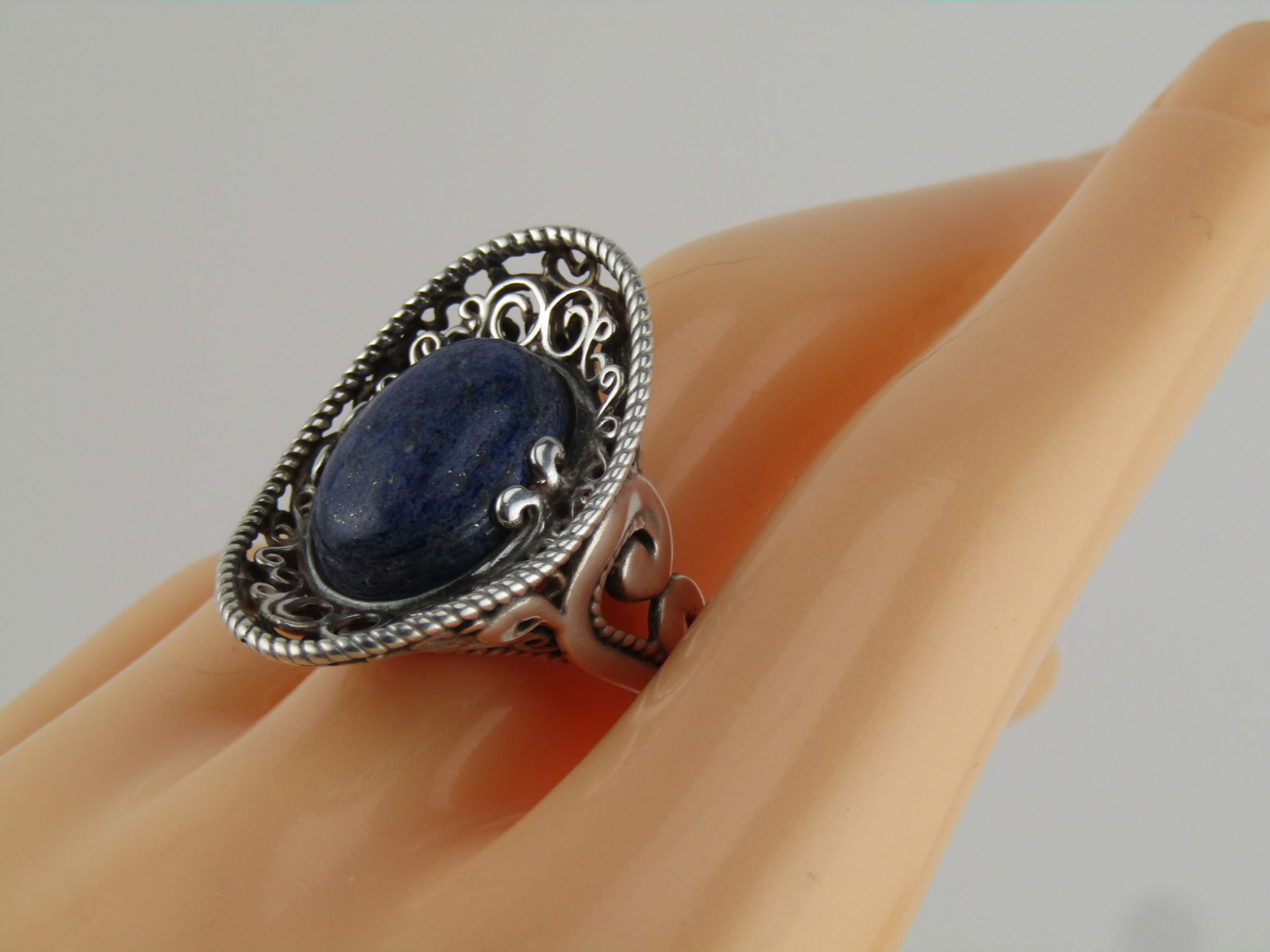 Sterling Carolyn Pollack Relios Blue Agate Ring, Sz. 9.25, Southwestern Vibe, 1980's-1990's - 8