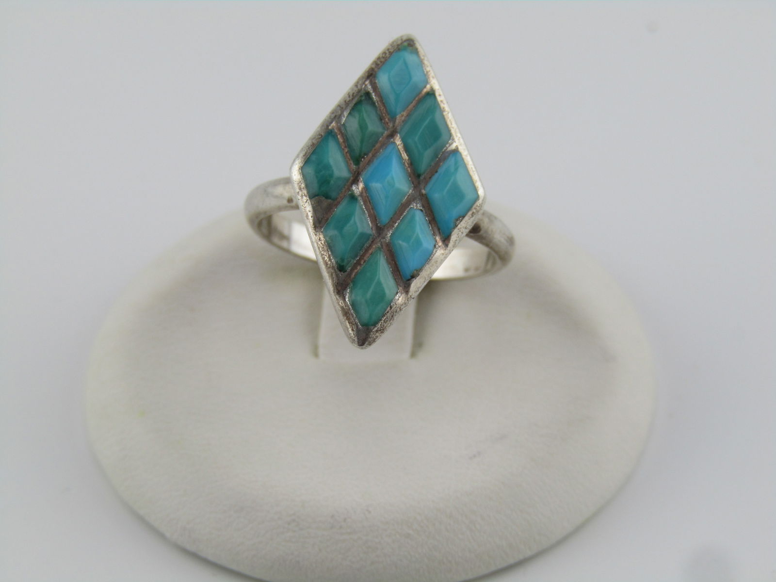 Vintage Sterling Southwestern Inlaid Turquoise Ring, Sz. 6, Pointed, 1970's-1980's - 2
