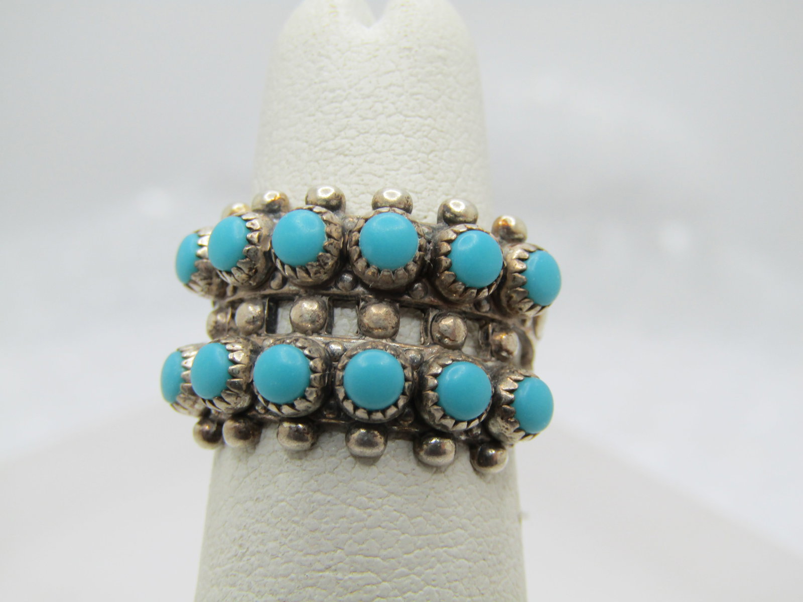Vintage Sterling Turquoise Snake Eye Ring, Sz. 4.5, Signed Juan Pedro Garcia