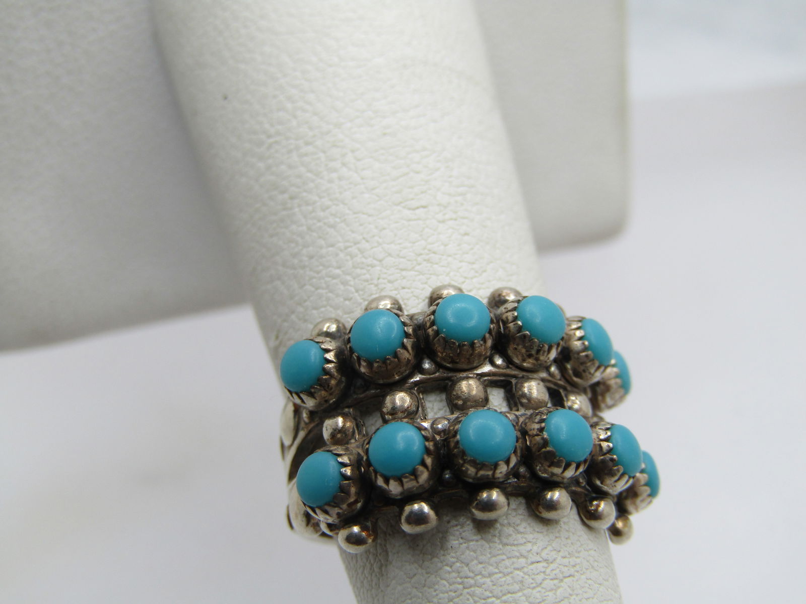 Vintage Sterling Turquoise Snake Eye Ring, Sz. 4.5, Signed Juan Pedro Garcia - 2