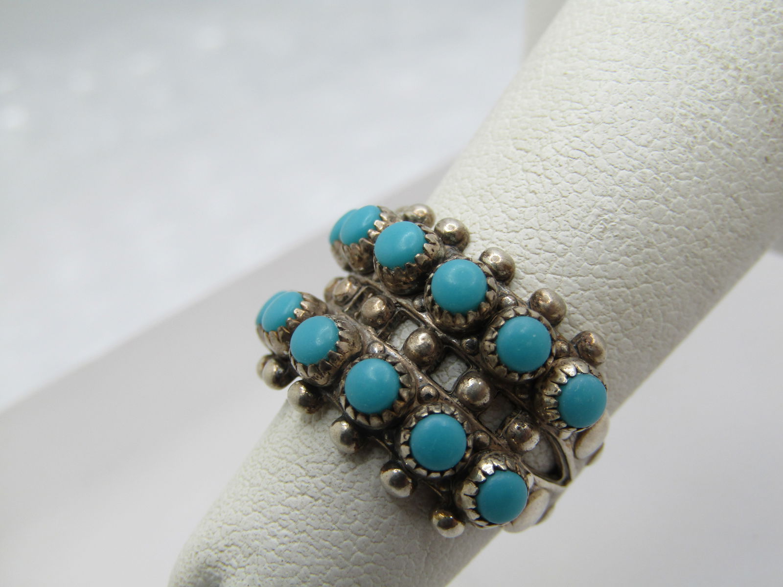 Vintage Sterling Turquoise Snake Eye Ring, Sz. 4.5, Signed Juan Pedro Garcia - 3