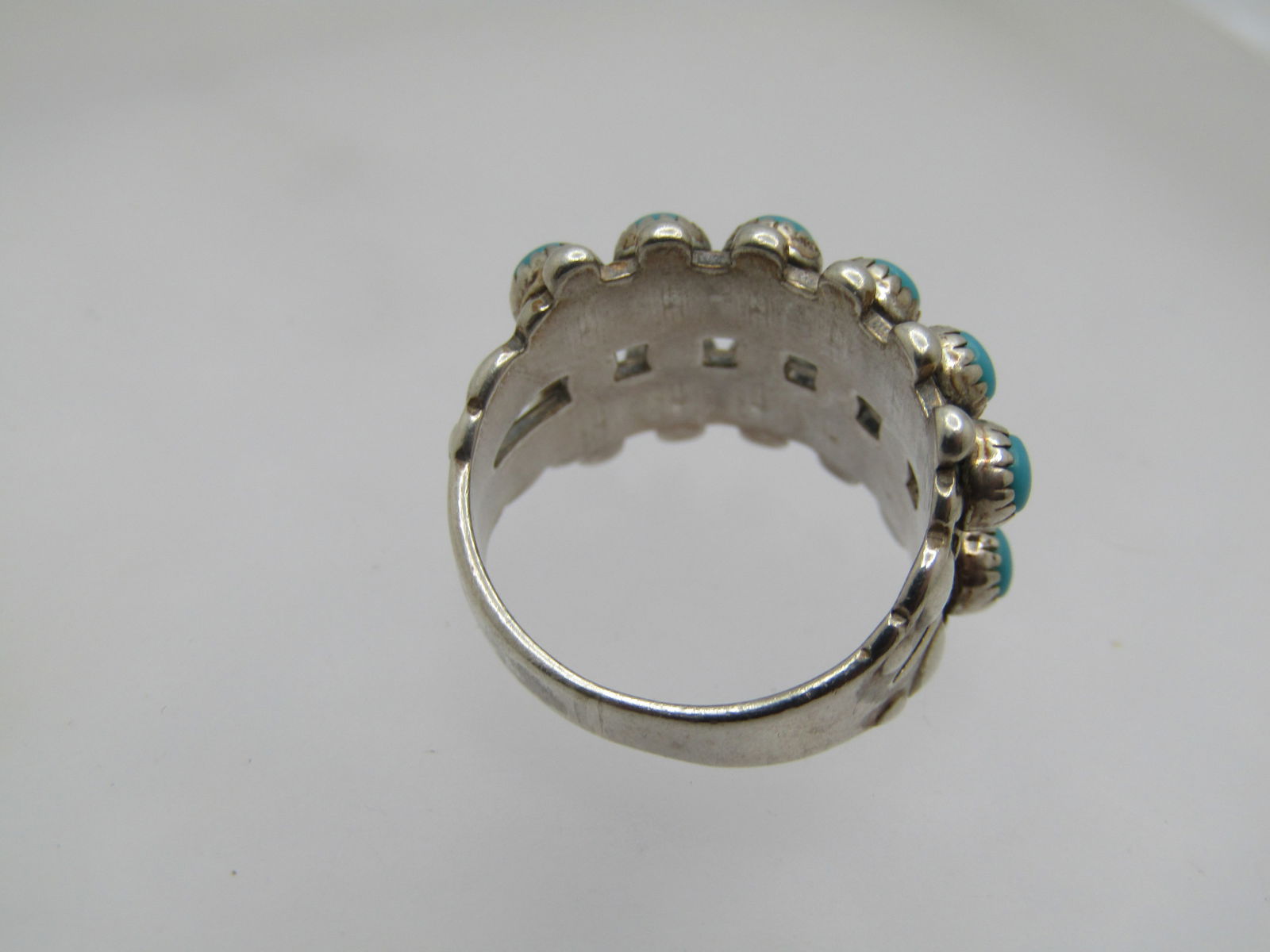 Vintage Sterling Turquoise Snake Eye Ring, Sz. 4.5, Signed Juan Pedro Garcia - 4