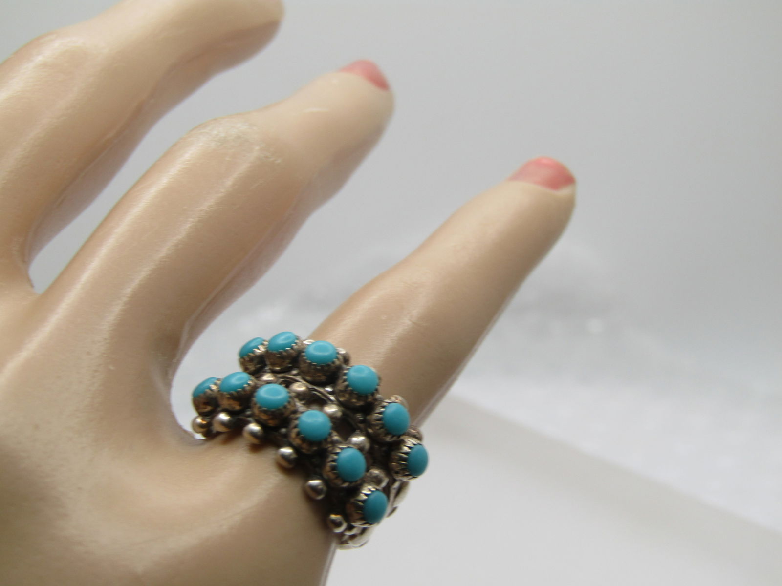 Vintage Sterling Turquoise Snake Eye Ring, Sz. 4.5, Signed Juan Pedro Garcia - 7