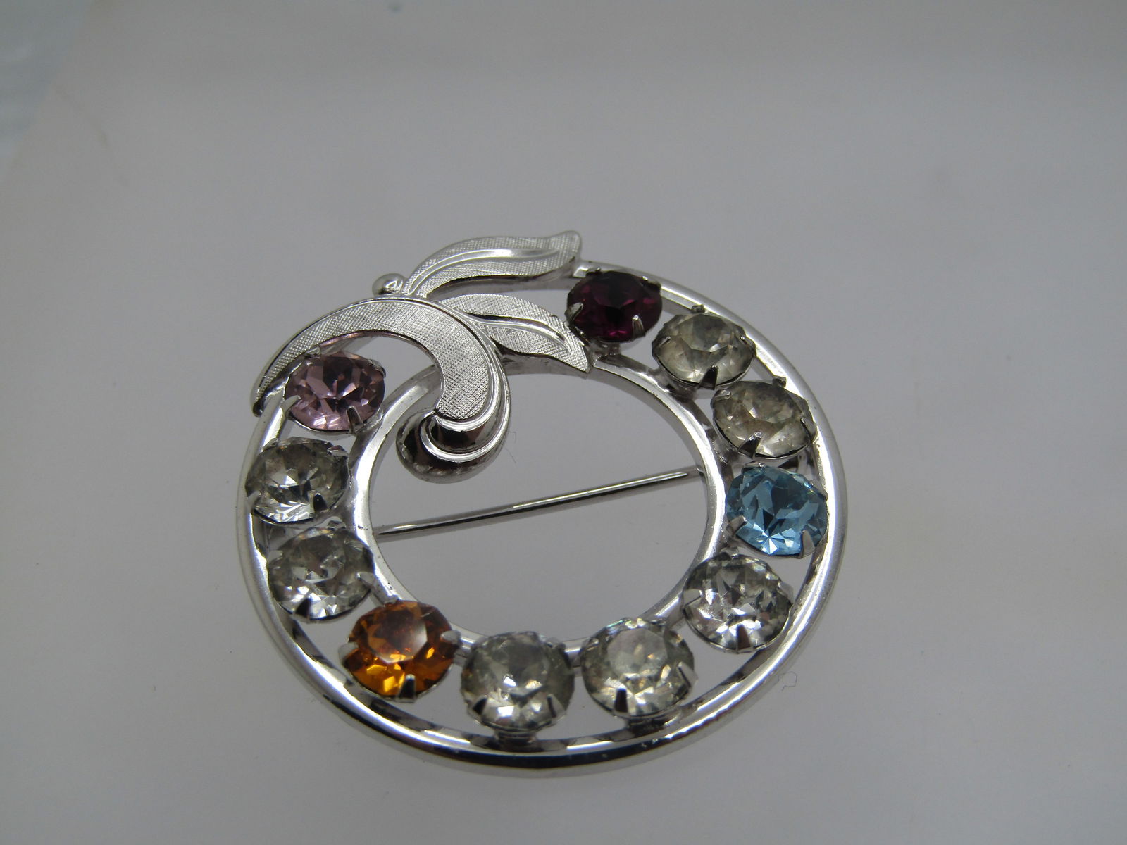 Vintage Sterling Van Dell Circle Brooch, Rhinestones, 1960's - 5