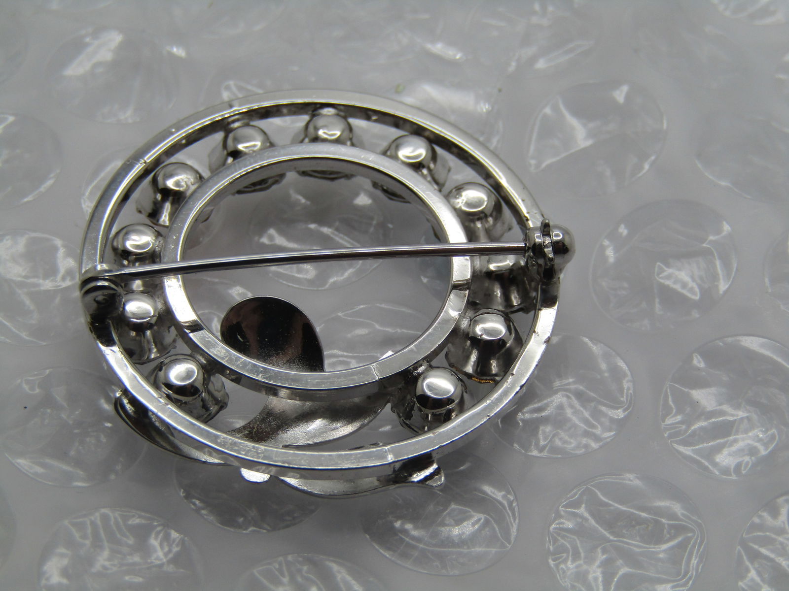 Vintage Sterling Van Dell Circle Brooch, Rhinestones, 1960's - 6