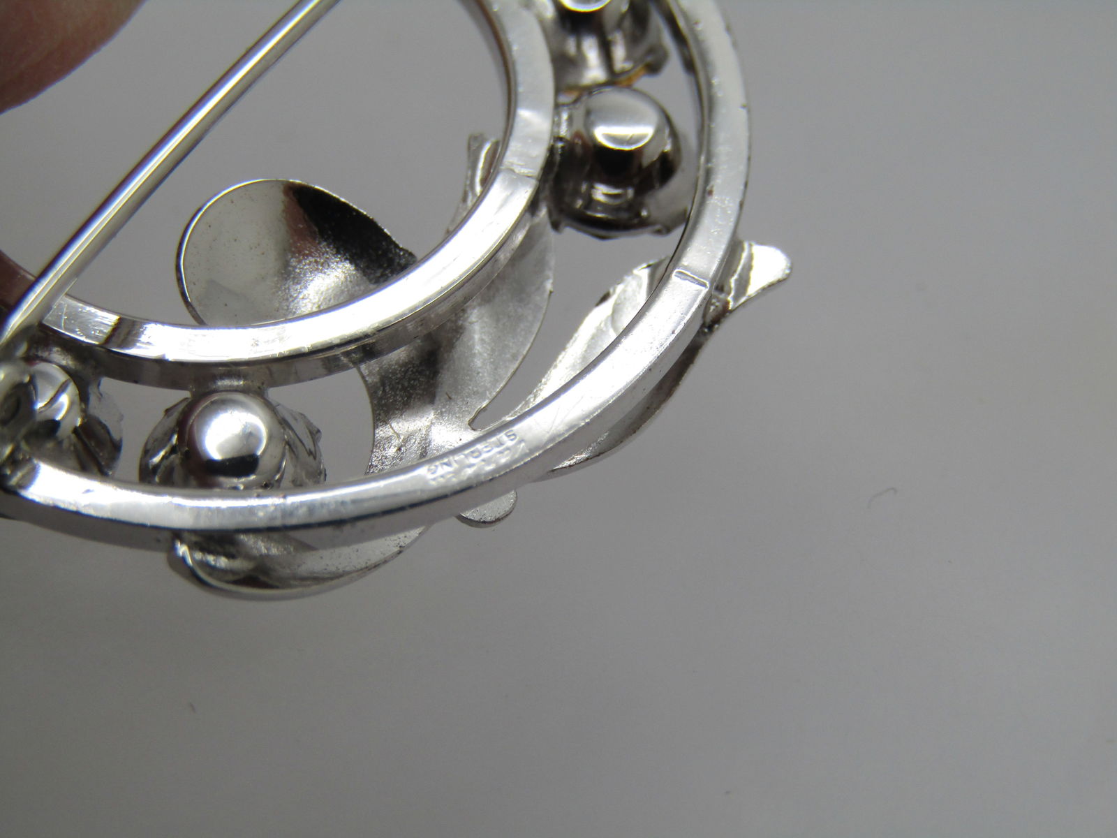 Vintage Sterling Van Dell Circle Brooch, Rhinestones, 1960's - 7