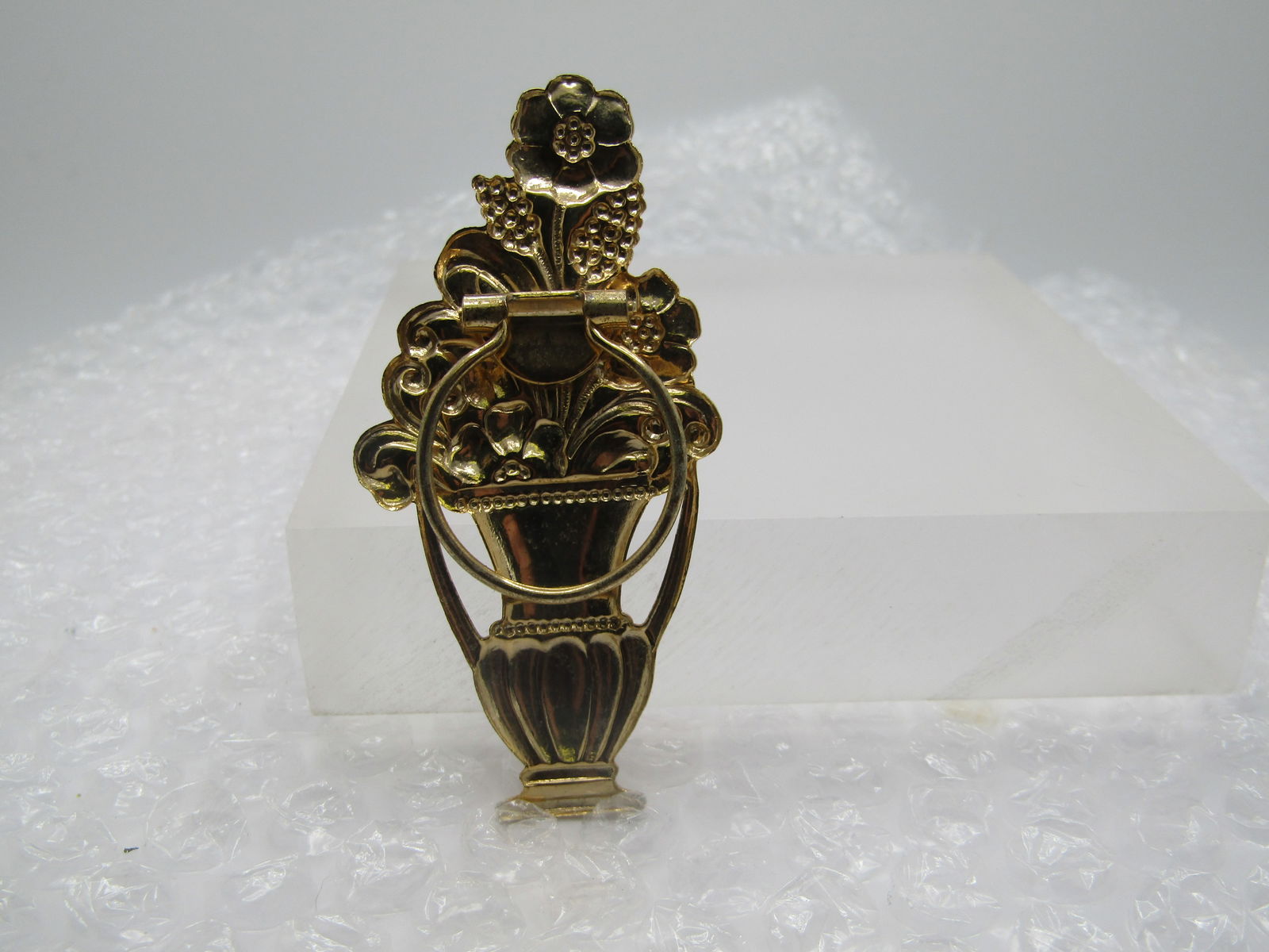 Vintage Floral Urn Scarf Clip 1960's-1970's, 3" - 4