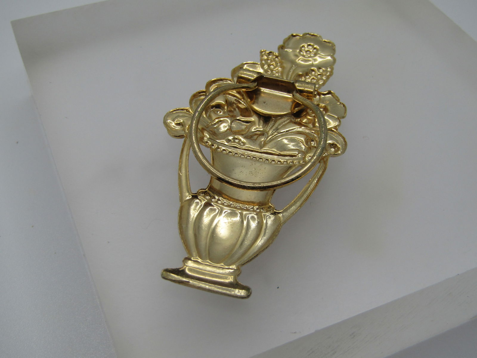 Vintage Floral Urn Scarf Clip 1960's-1970's, 3" - 6