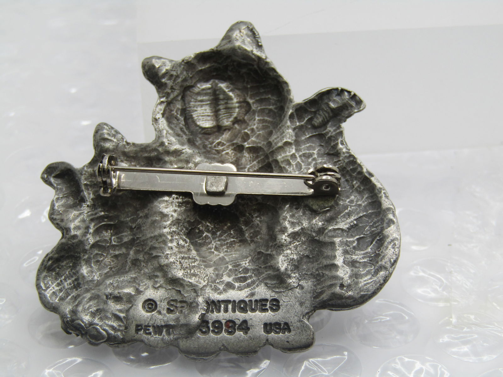 Vintage Mom & Kitten Pewter Brooch, Signed SP Antiques - 4