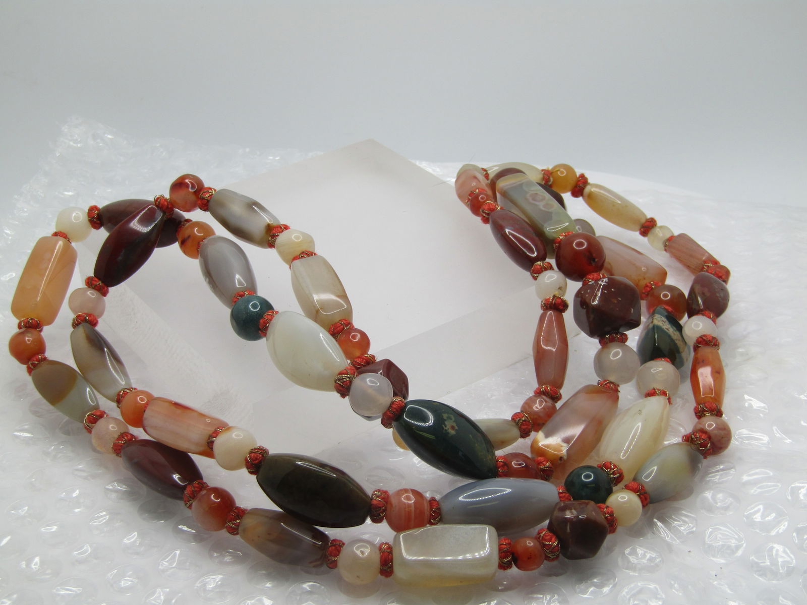 Vintage 52" Hardstone Necklace, Earthtones, 1980's - 3
