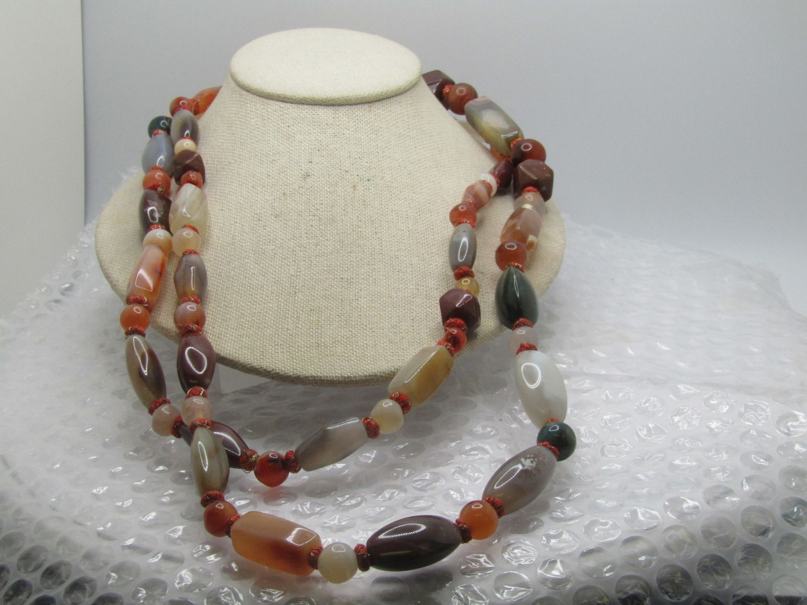 Vintage 52" Hardstone Necklace, Earthtones, 1980's - 4