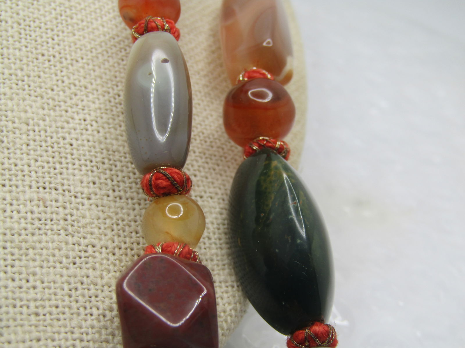 Vintage 52" Hardstone Necklace, Earthtones, 1980's - 5