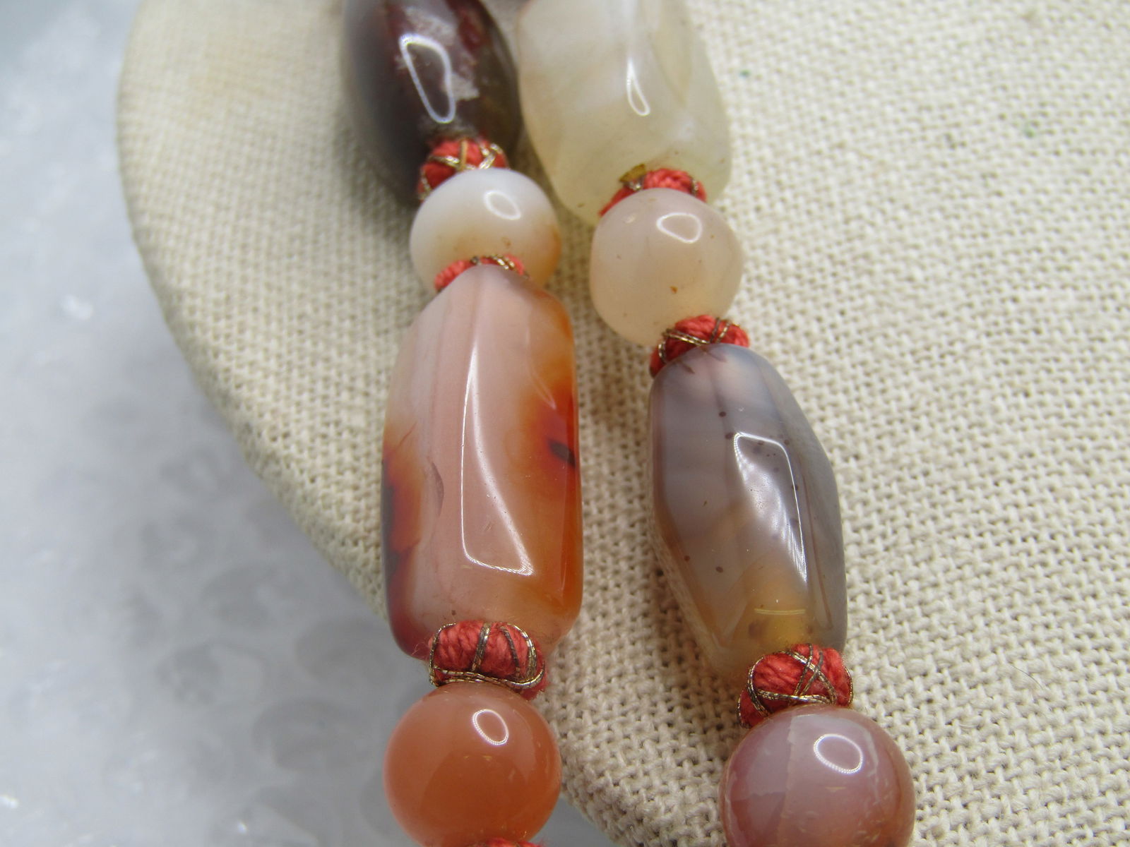 Vintage 52" Hardstone Necklace, Earthtones, 1980's - 6