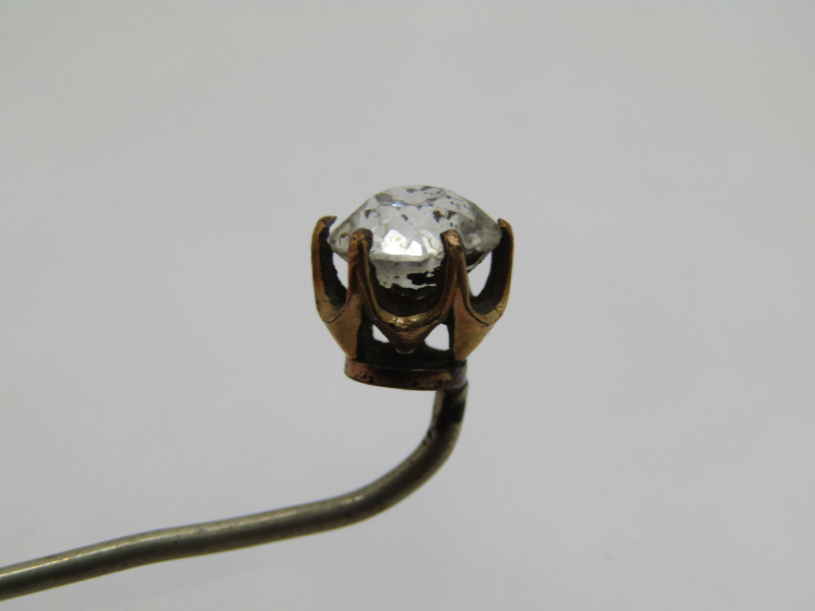 Antique 10kt G.F. Old Cut Paste Stick Pin, Late 1800's, 3" - 3