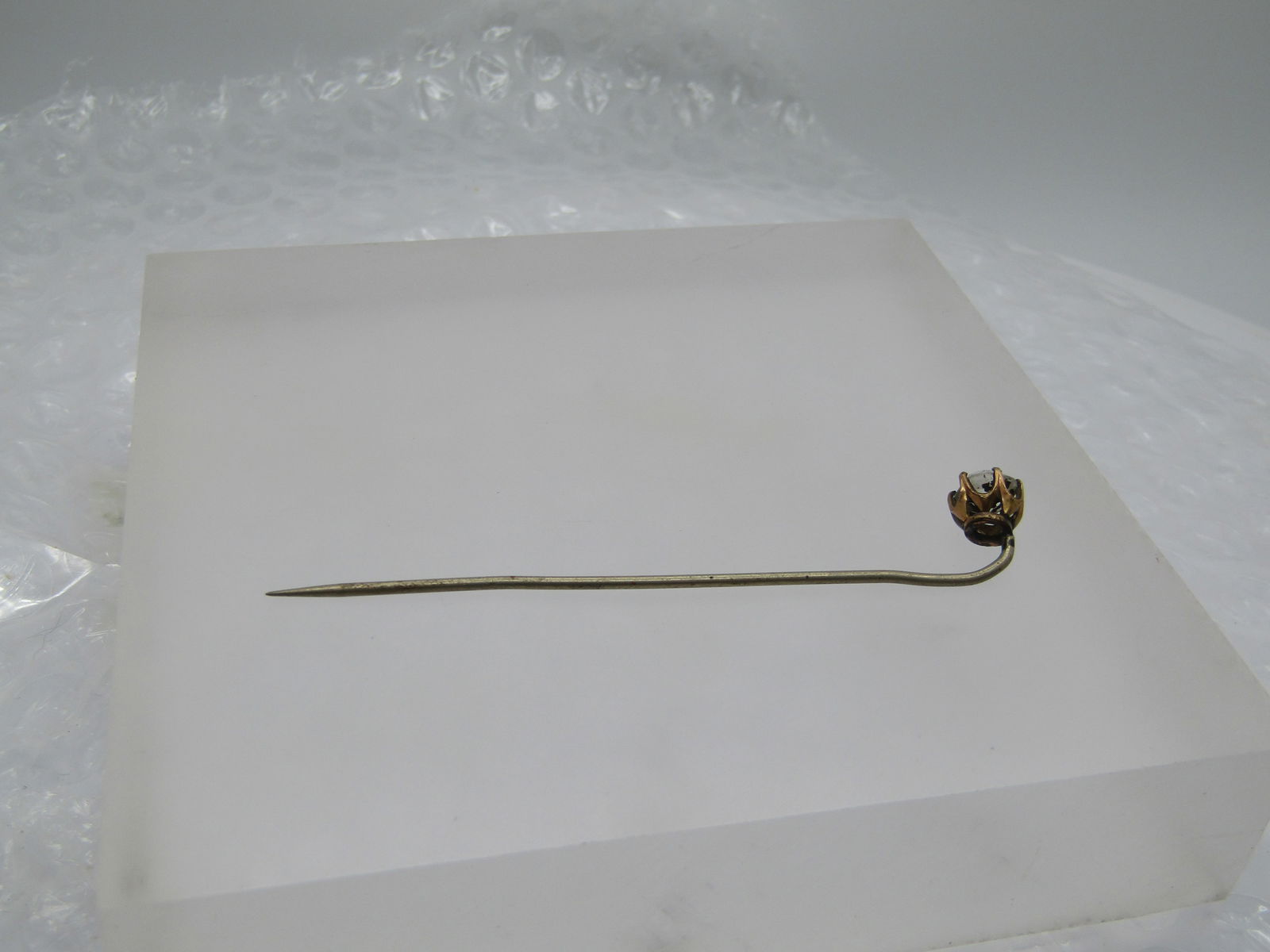 Antique 10kt G.F. Old Cut Paste Stick Pin, Late 1800's, 3" - 6