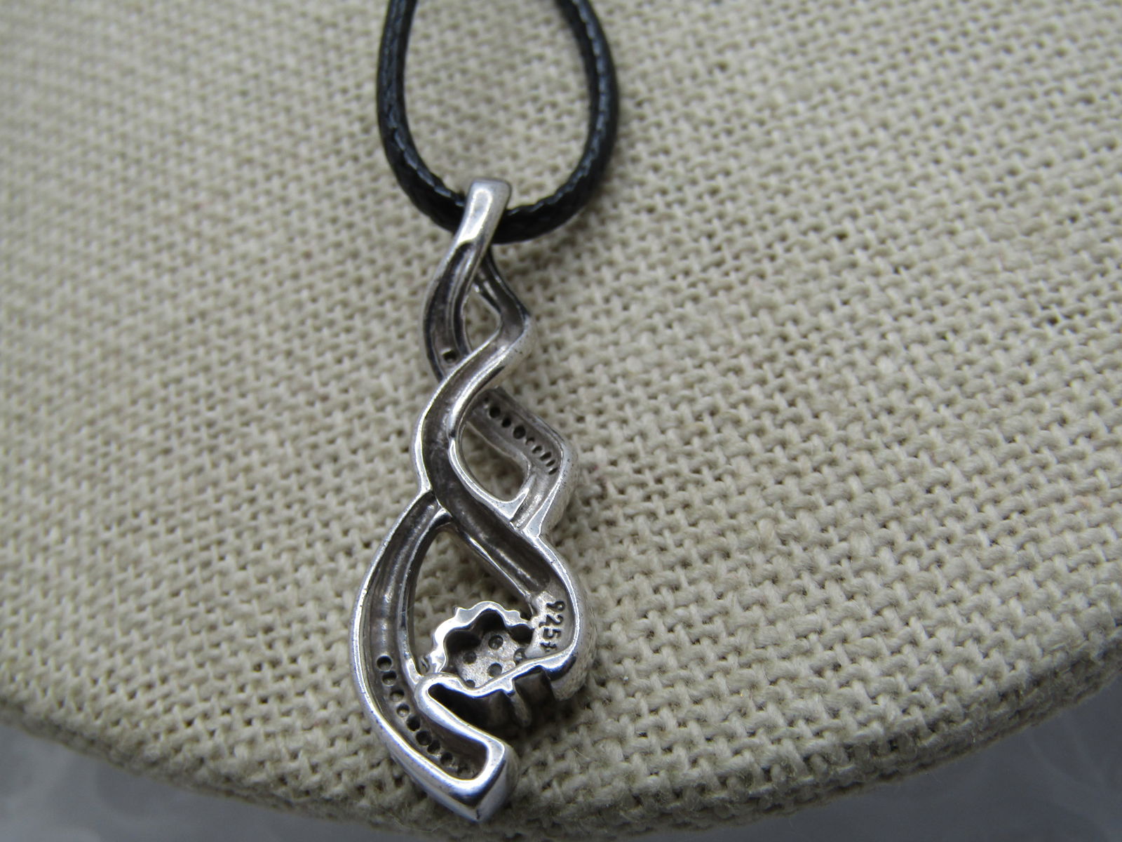 Vintage Sterling & Diamond Twisted Necklace, 20" Signed - 5