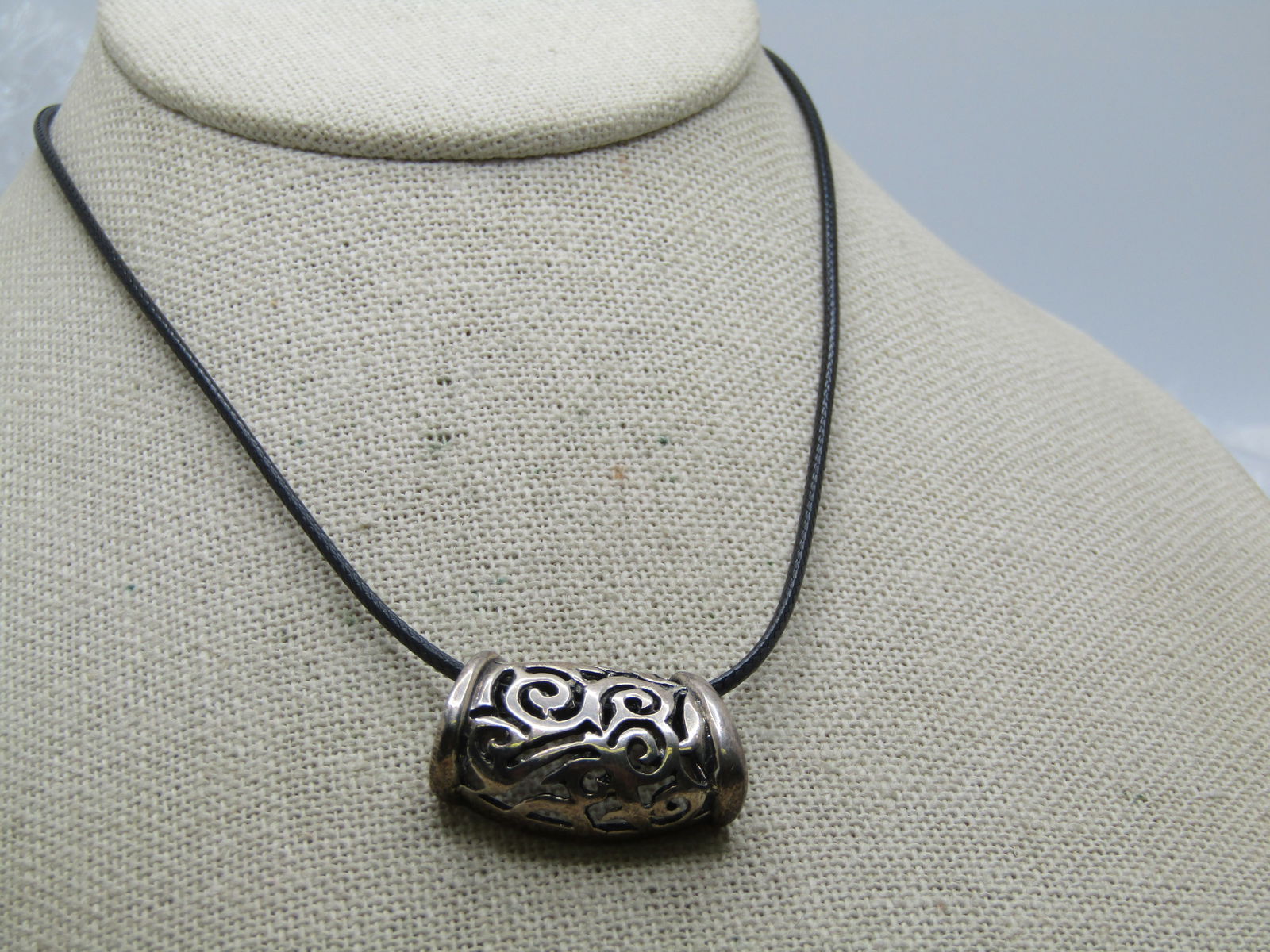 Vintage Sterling Scrolled Slide Necklace 20", 1990's - 2