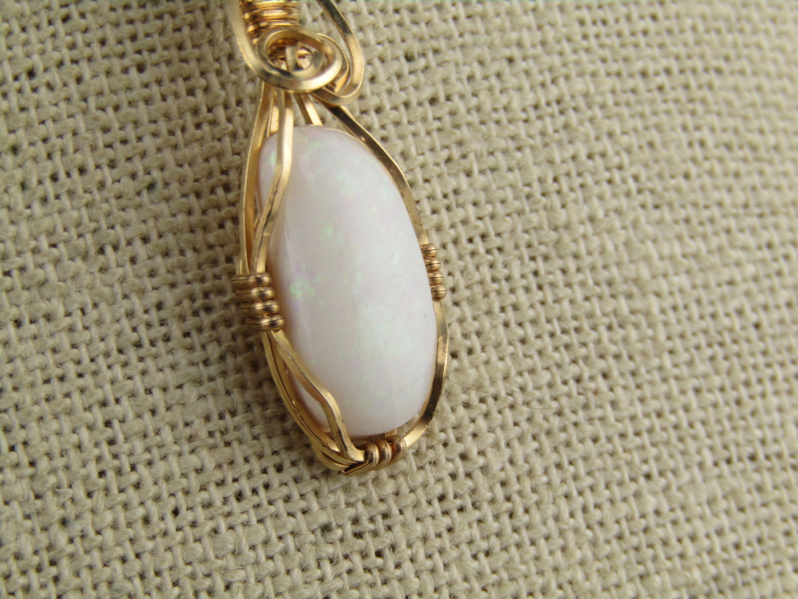 Vintage Wrapped Opal Necklace, 10kt & 14kt GF, 24", 1980's-1990's - 4
