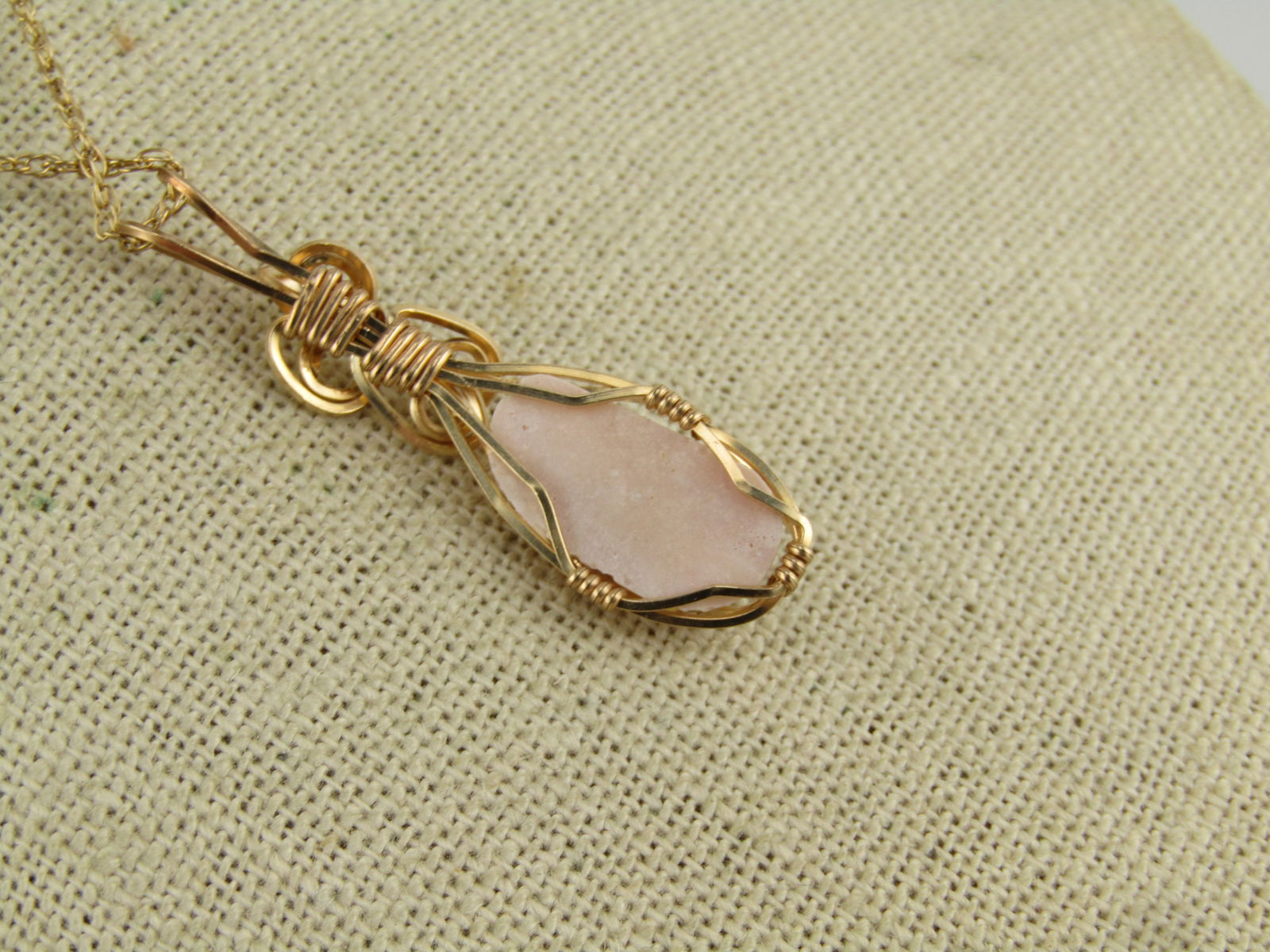 Vintage Wrapped Opal Necklace, 10kt & 14kt GF, 24", 1980's-1990's - 6