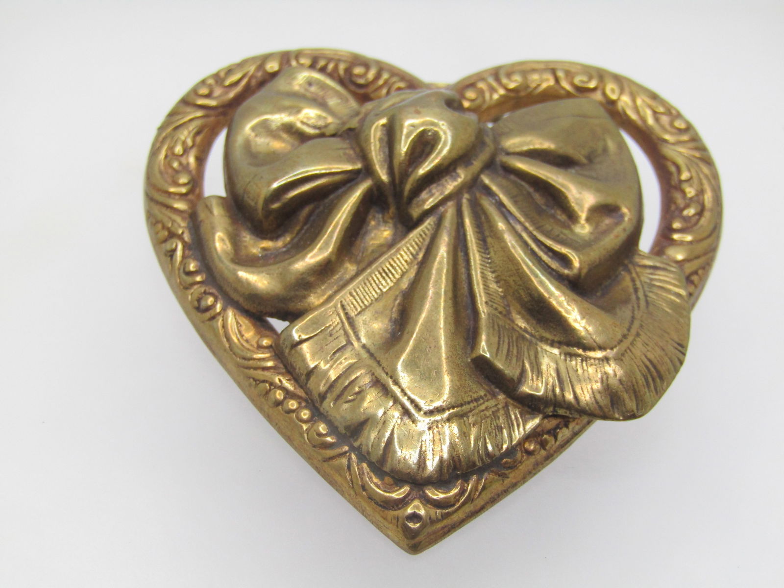 Vintage Heart with Center Bow Brooch, 2.25" - 5