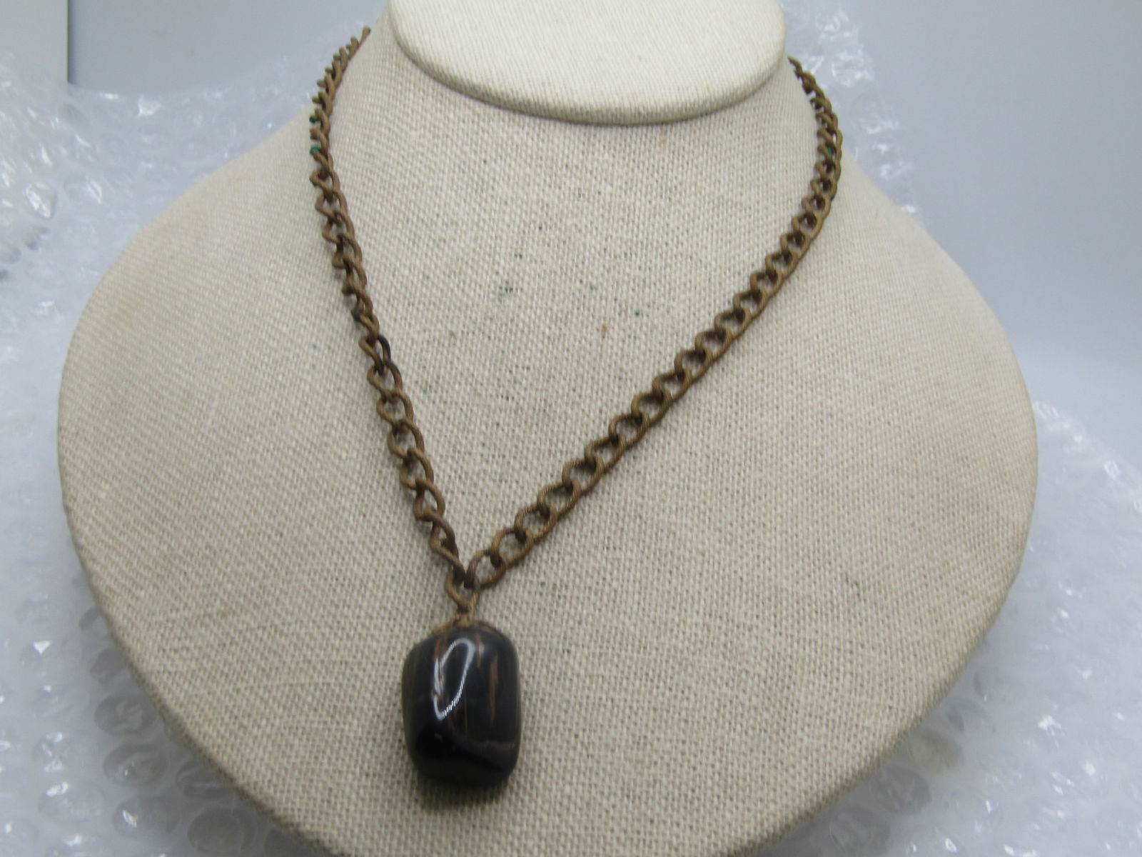 Vintage 1920's-1930's Petrified Wood Necklace, 16" - 3