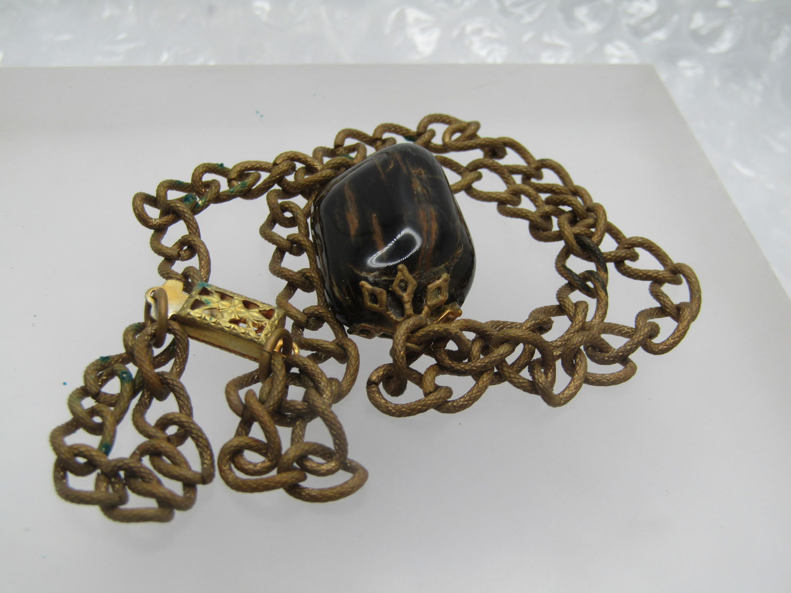 Vintage 1920's-1930's Petrified Wood Necklace, 16" - 7