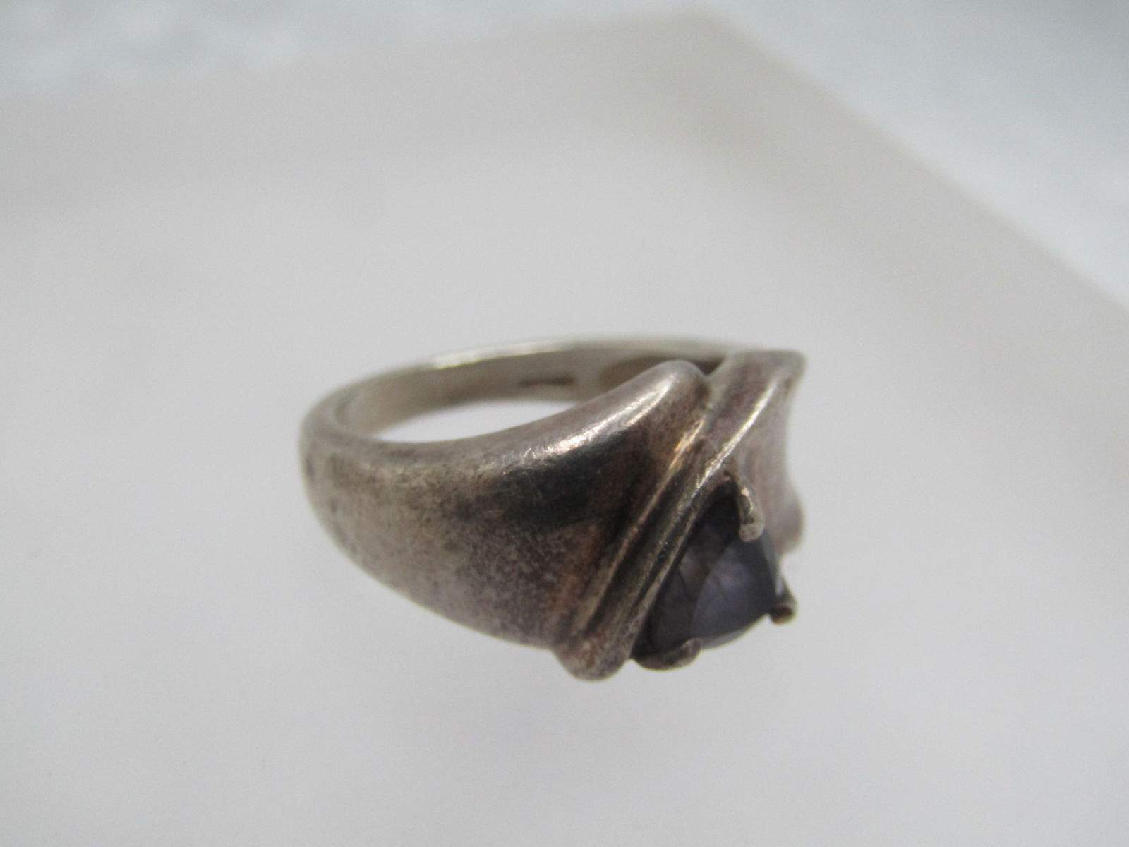 Vintage Sterling Blue Stone Ring, Sz. 5.5, Triangular - 5