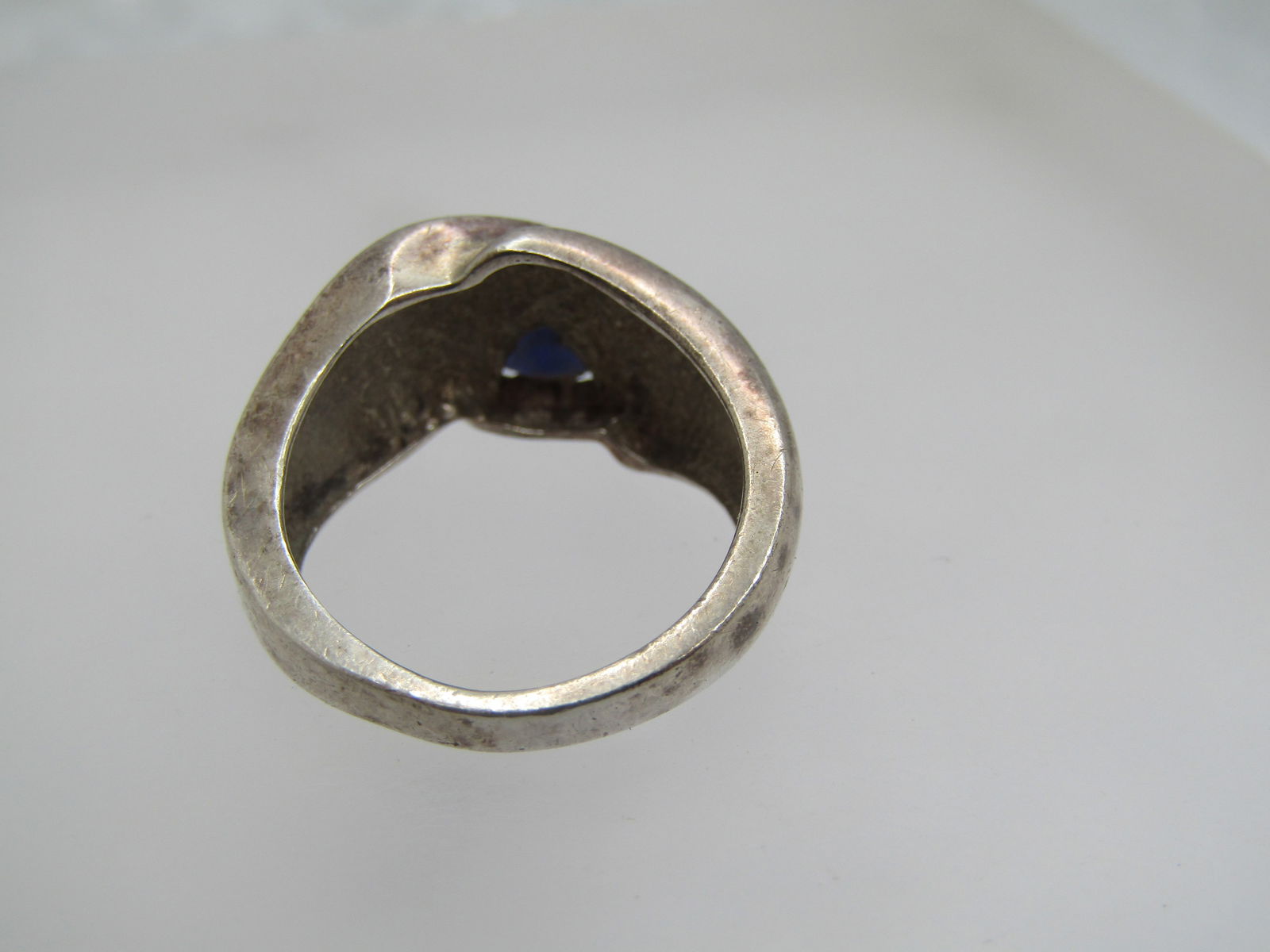Vintage Sterling Blue Stone Ring, Sz. 5.5, Triangular - 6